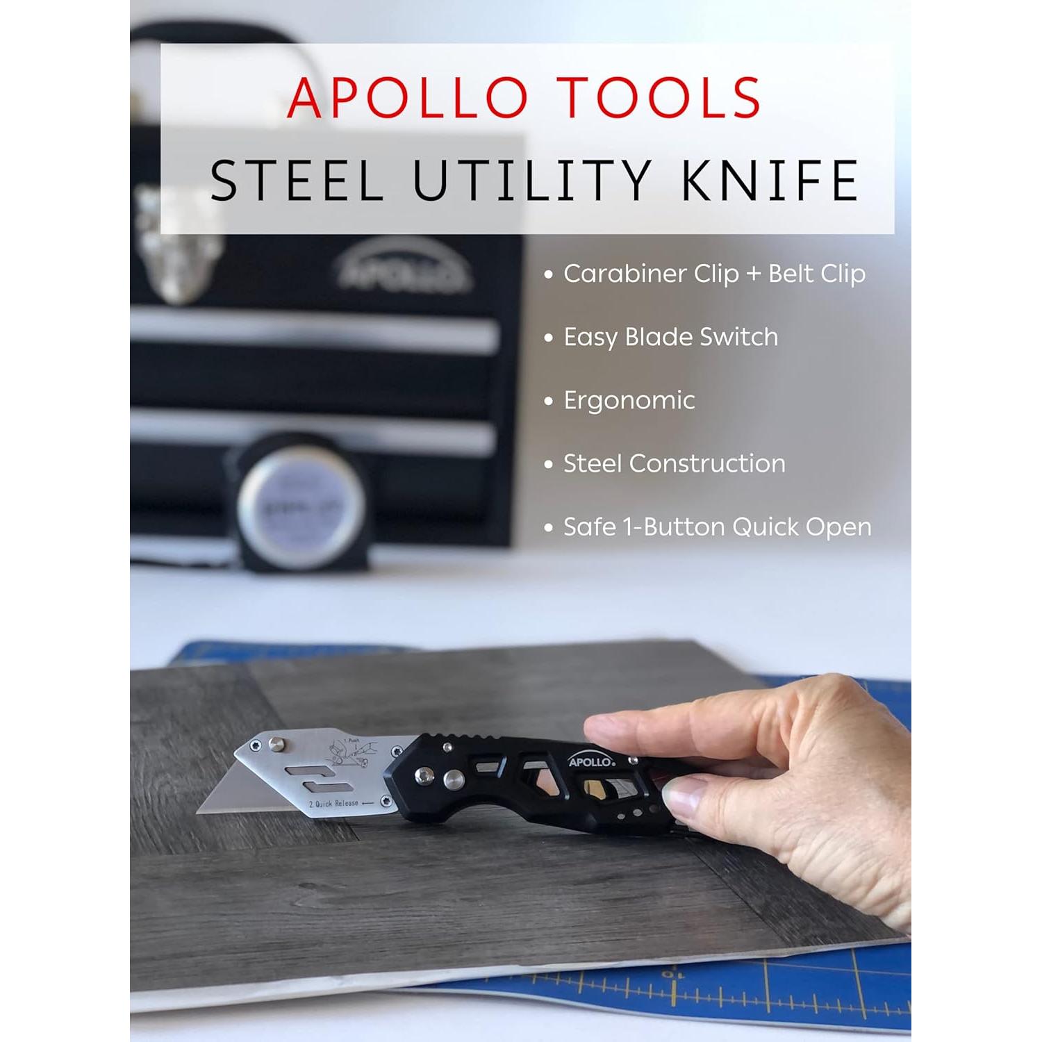 Cuchillo Utilitario Plegable Apollo Tools DT5017 - Negro