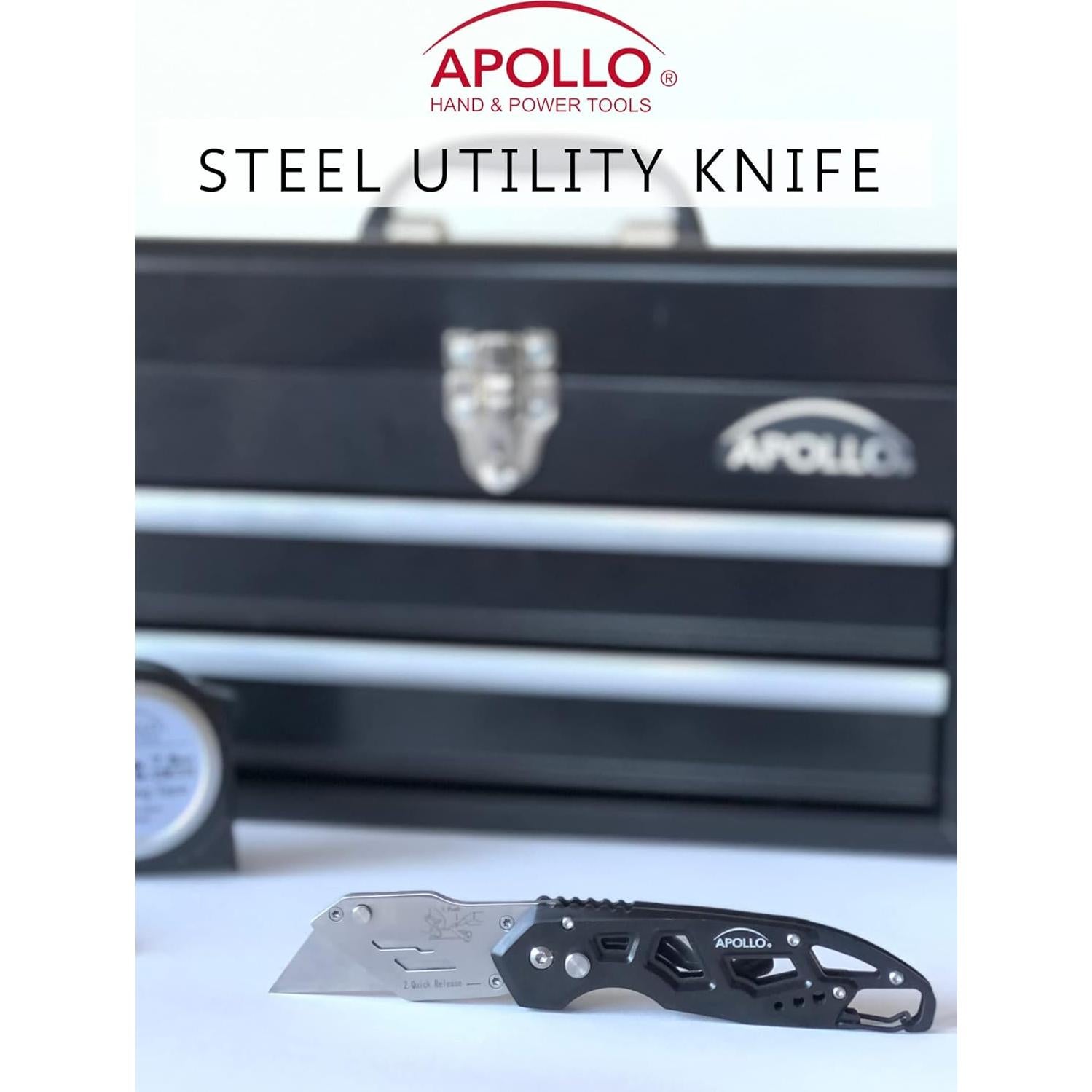 Cuchillo Utilitario Plegable Apollo Tools DT5017 - Negro