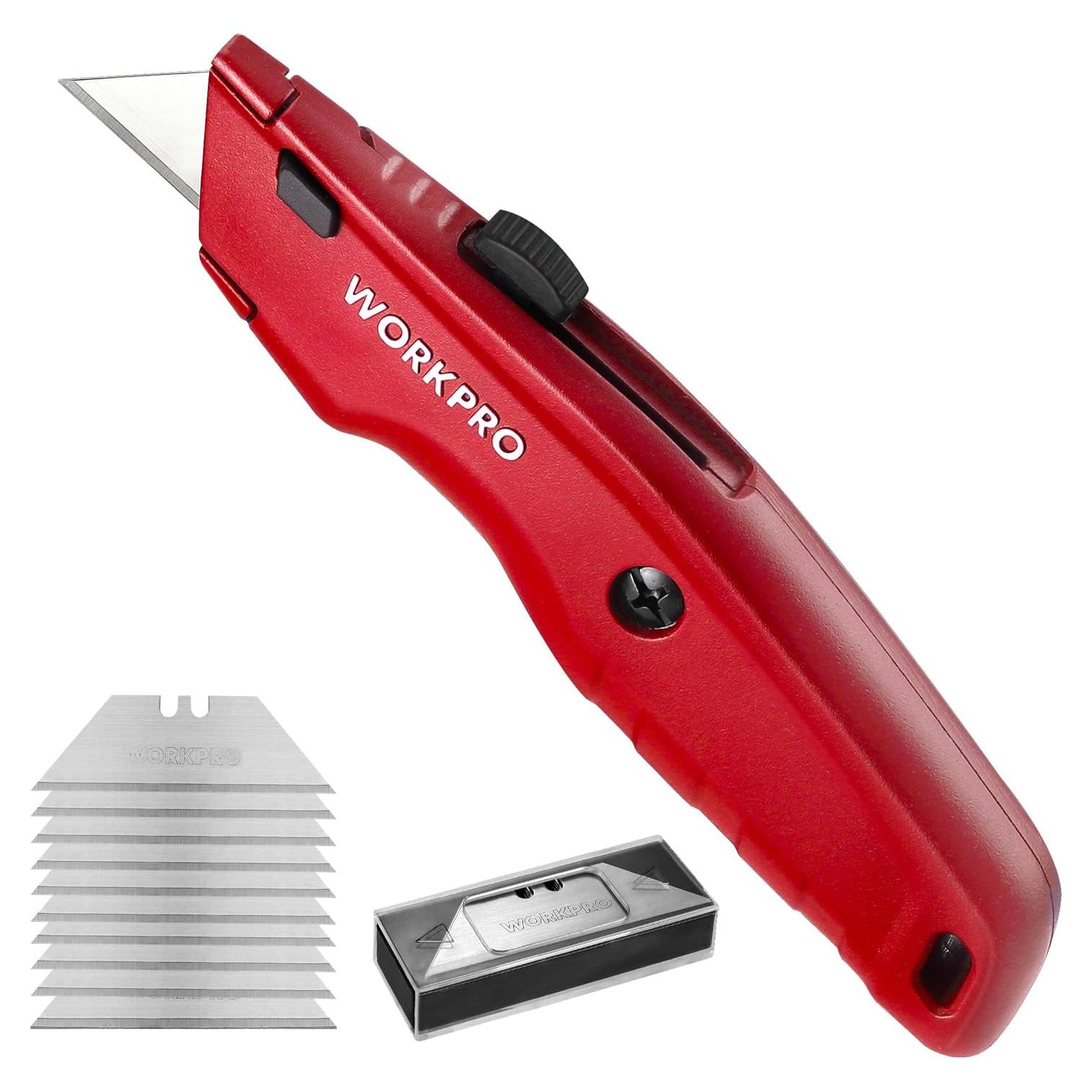 Cuchillo Utility WORKPRO Retráctil con 10 Cuchillas Extra