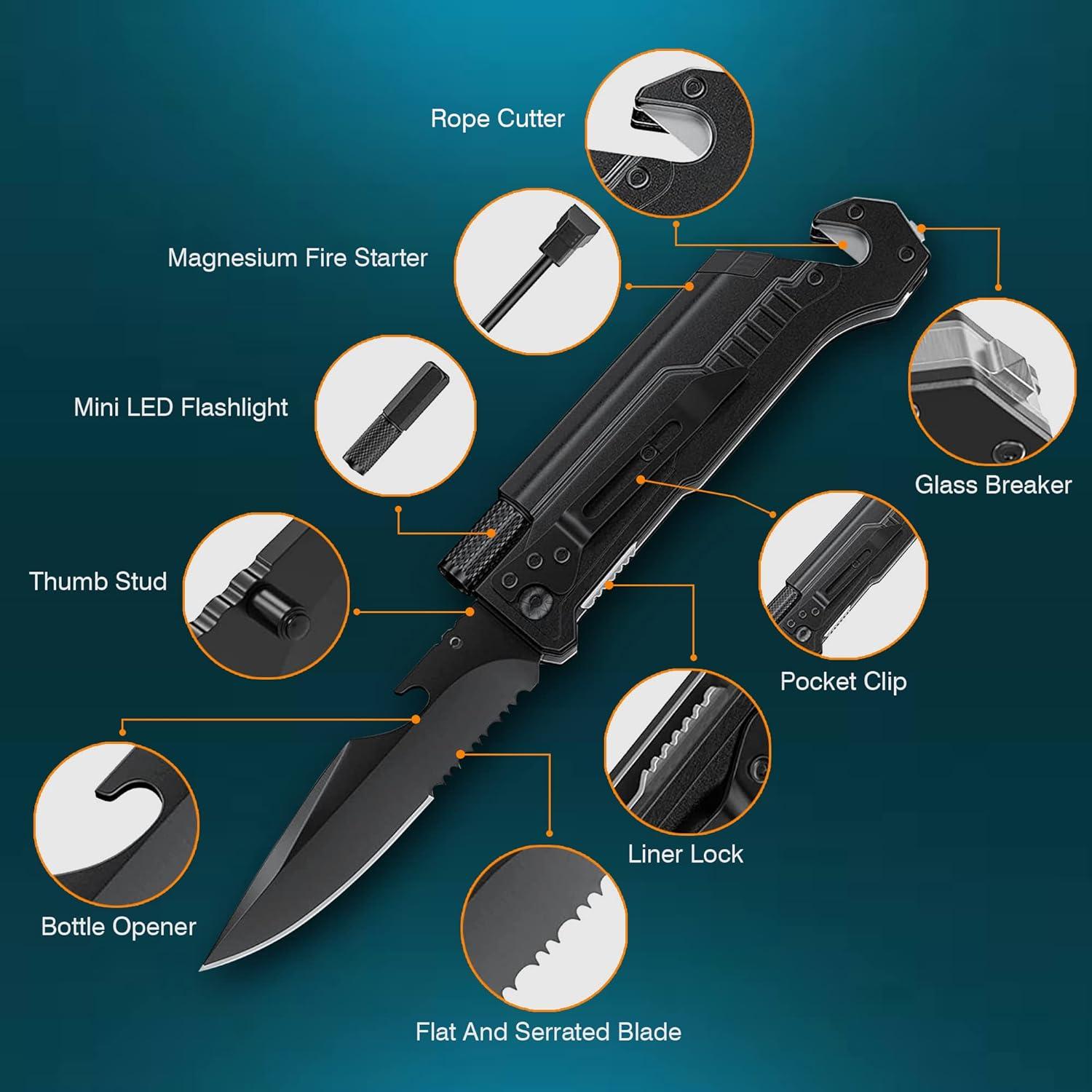 Cuchillo Multi-herramienta 6-en-1 Snake Eye Tactical con Luz LED