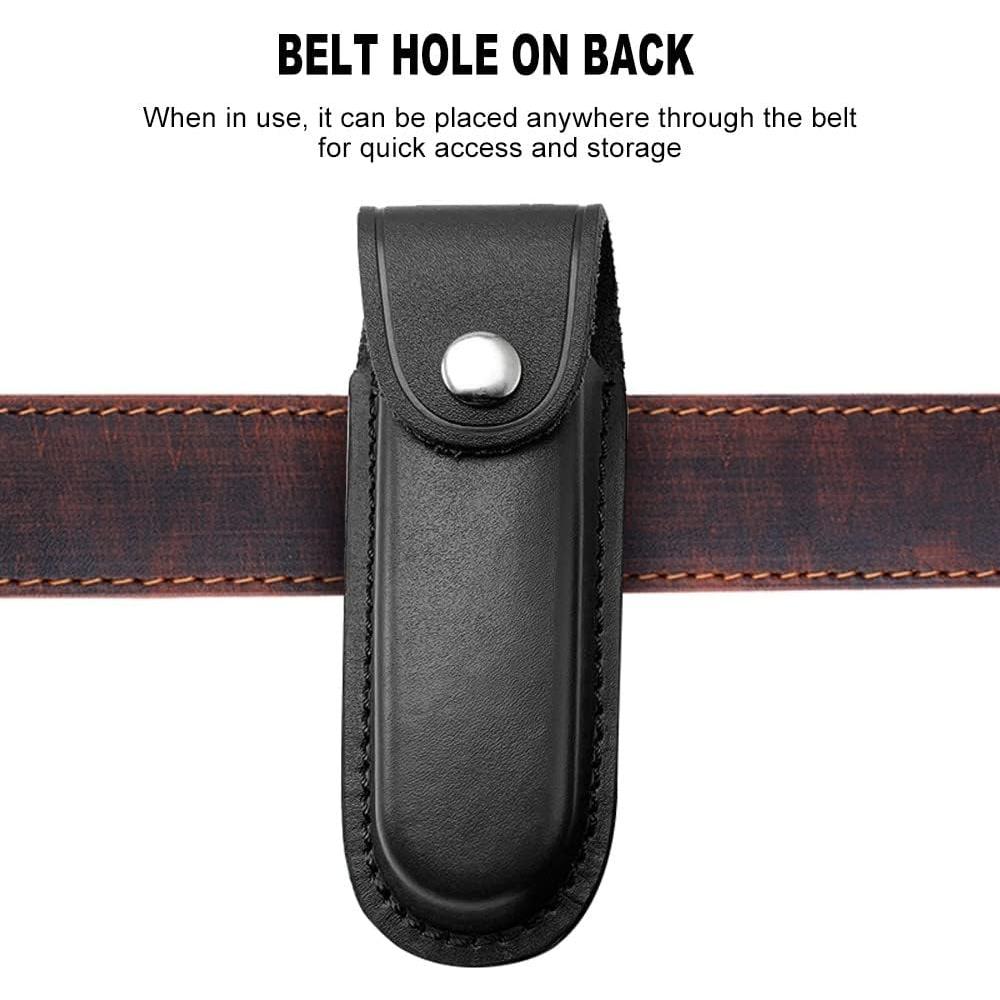 Funda de Cuchillo DONGKER de Cuero Plegable 13.2cm Negro