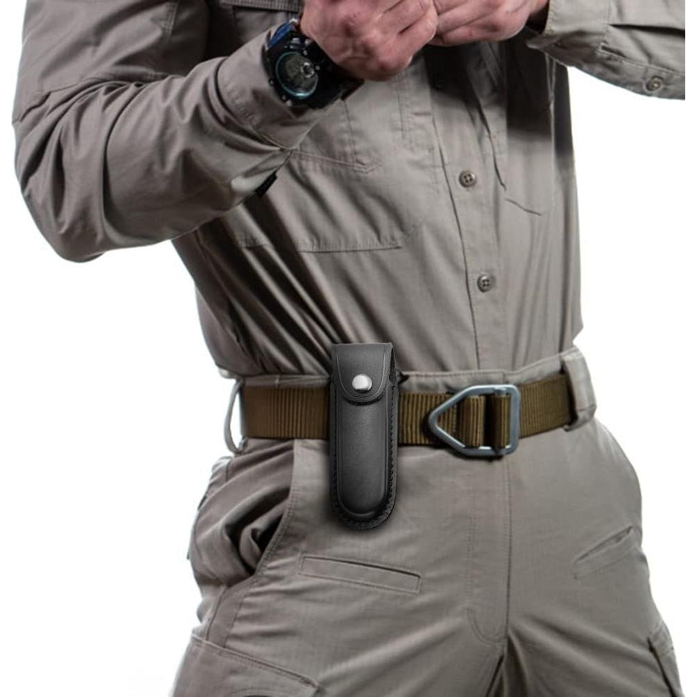 Funda de Cuchillo DONGKER de Cuero Plegable 13.2cm Negro