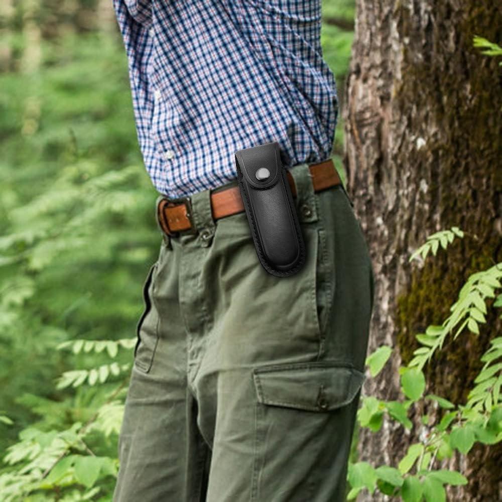 Funda de Cuchillo DONGKER de Cuero Plegable 13.2cm Negro