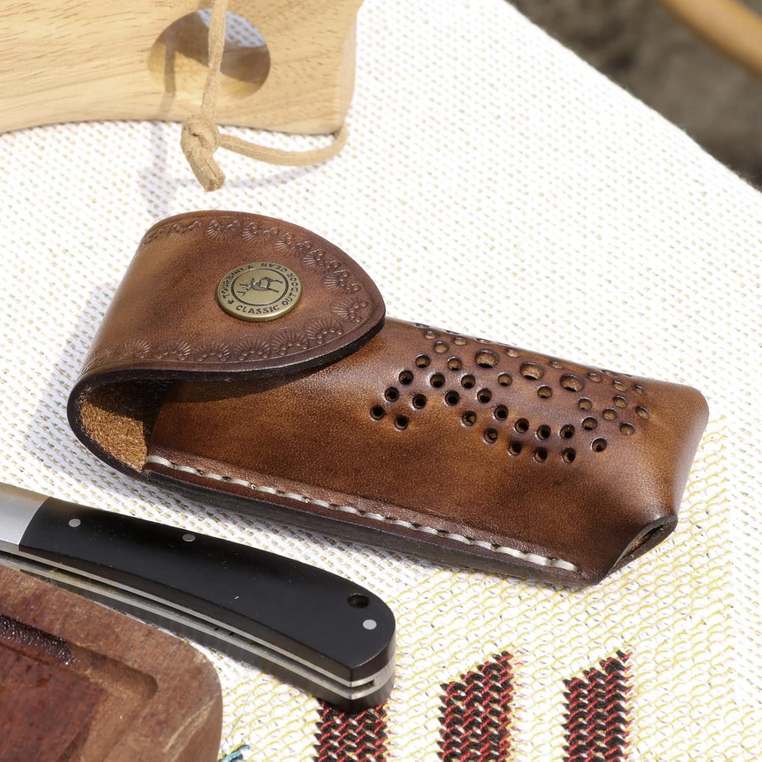 Funda de Cuchillo Plegable de Cuero TOURBON Lp00279 para Cinturón