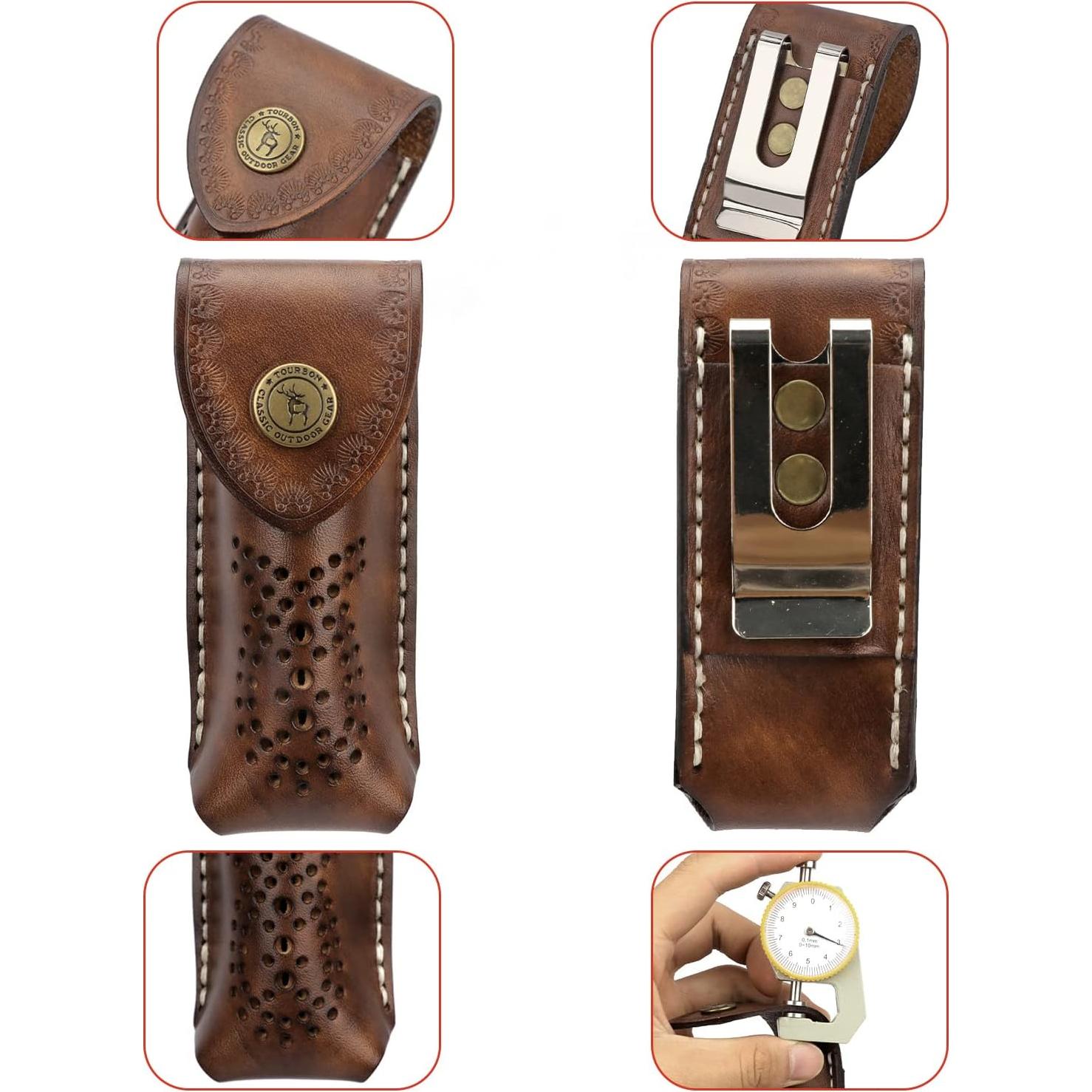 Funda de Cuchillo Plegable de Cuero TOURBON Lp00279 para Cinturón