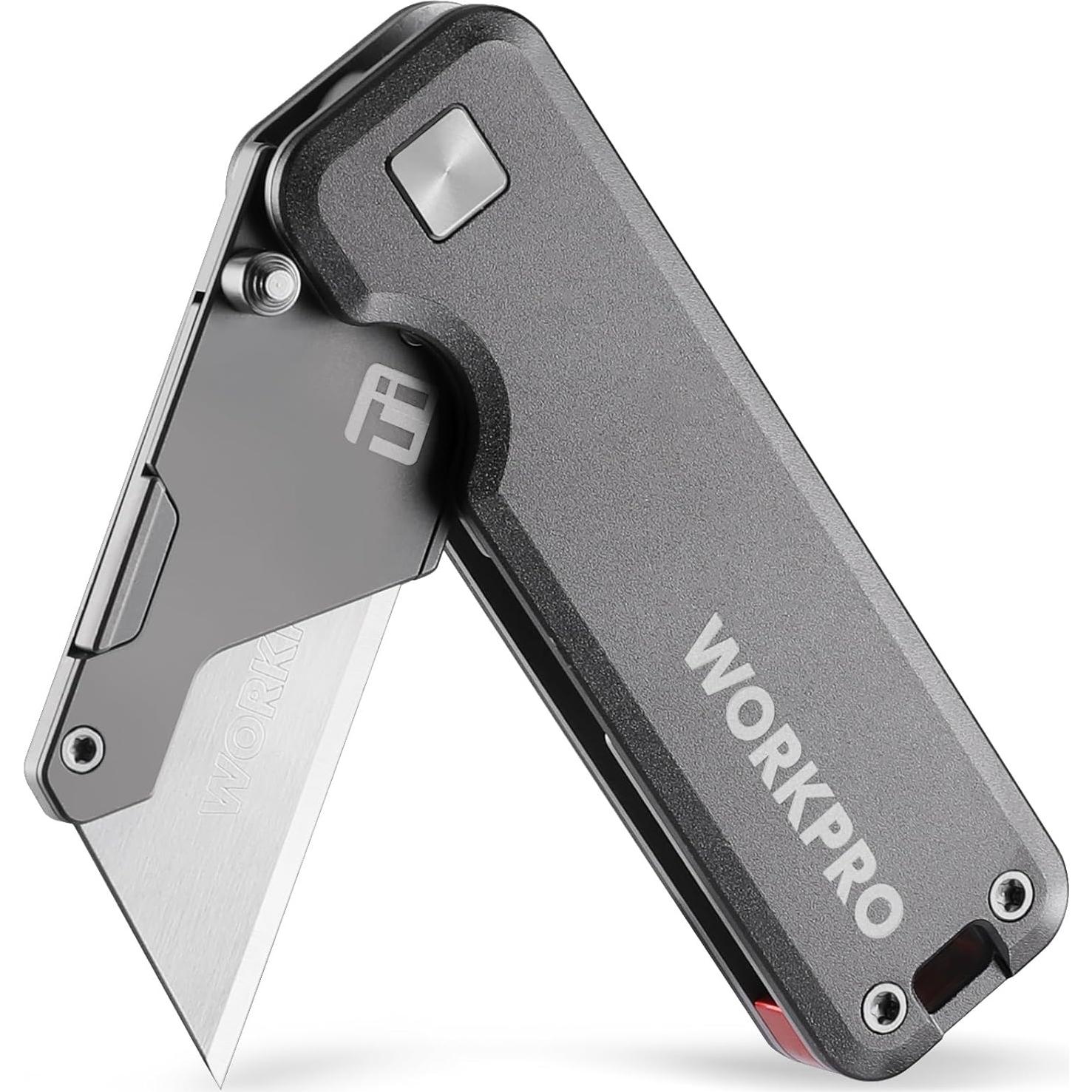 Cuchillo Utility WORKPRO de Titanio Plegable con 10 Cuchillas