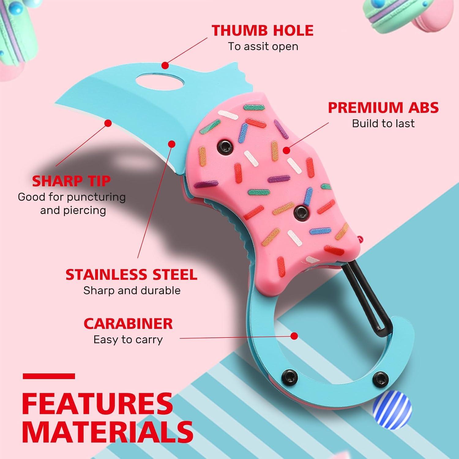 Cuchillo de Bolsillo Plegable VIRENKNIFE Donut Rosa EDC 10cm