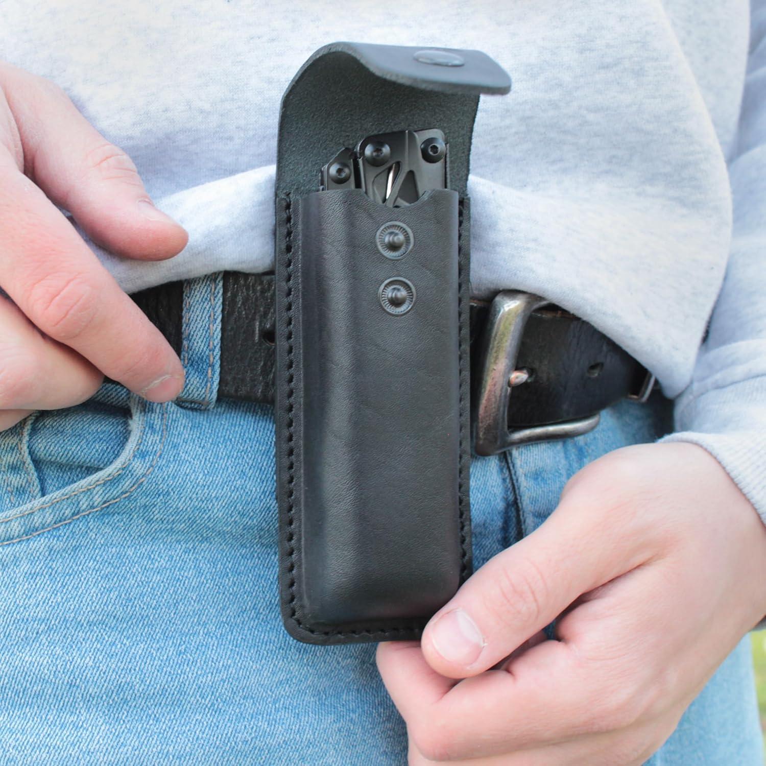 Funda de cuchillo de cuero EDC V921 para transporte vertical/horizontal