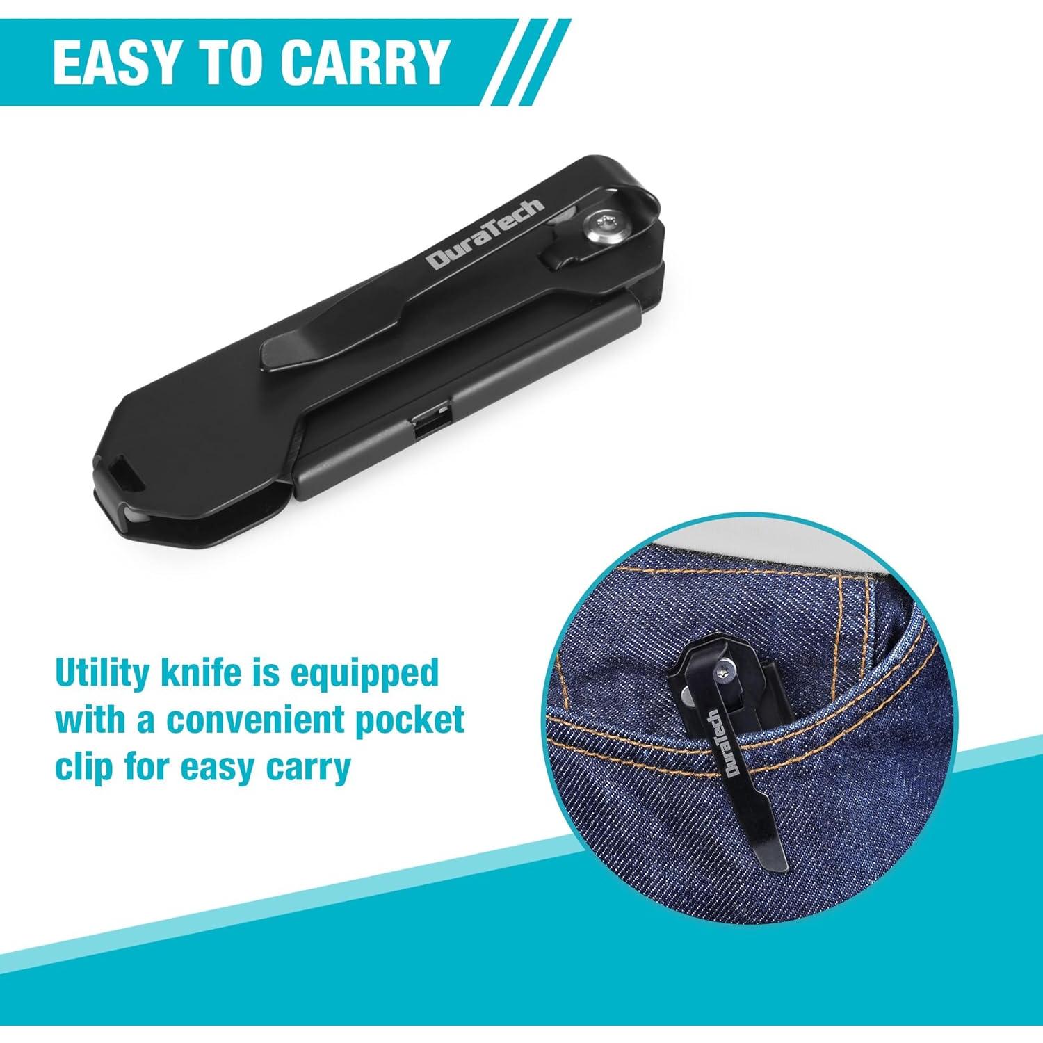 Cuchillo Utility Plegable DURATECH DT202010 con Clip y Bloqueo