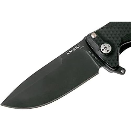 Cuchillo Plegable Lion Steel SR22A Aluminio Negro 10.16cm