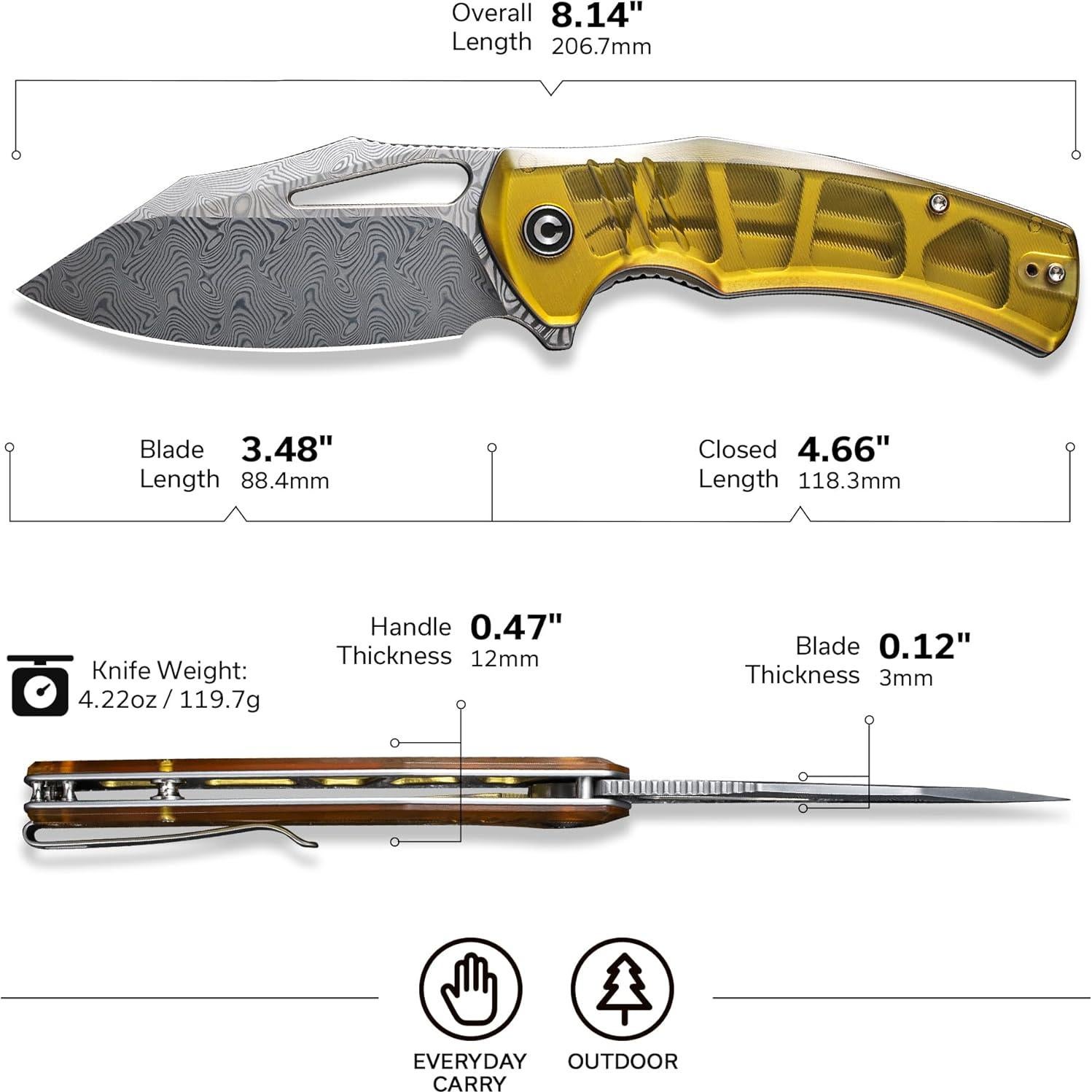 Cuchillo de Bolsillo CIVIVI BullTusk Damasco 9.75 cm Ultem