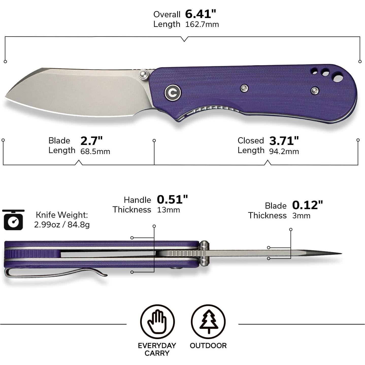 Cuchillo Plegable CIVIVI Crabby 14C28N Mango G10 16.26cm