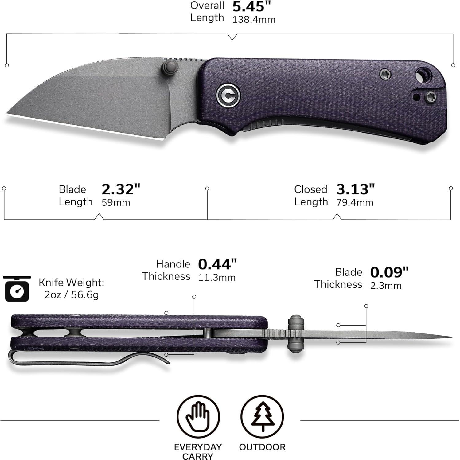 Cuchillo Plegable CIVIVI Baby Banter 6.04 cm Nitro-V Micarta