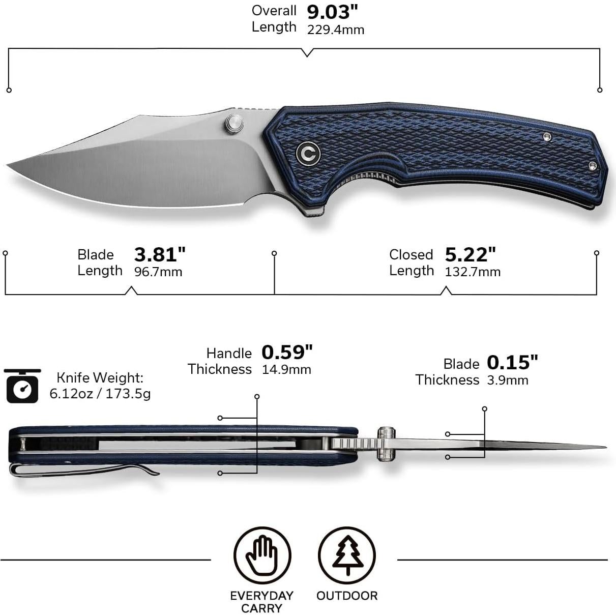 Cuchillo Plegable CIVIVI Vexillum 9.66 cm Nitro-V Mango G10