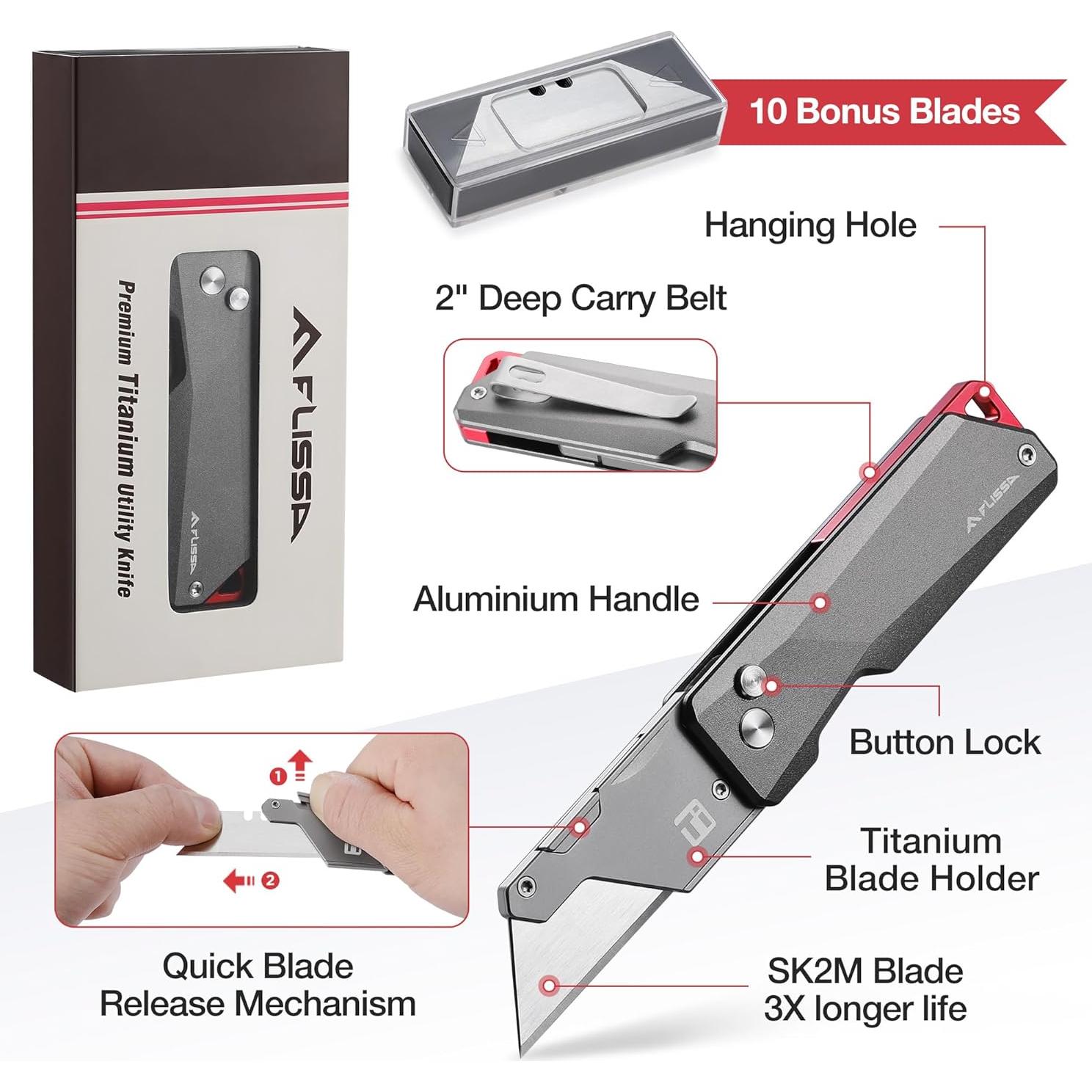 Cuchillo Utilitario Avanzado FLISSA de Titanio, 10 Cuchillas