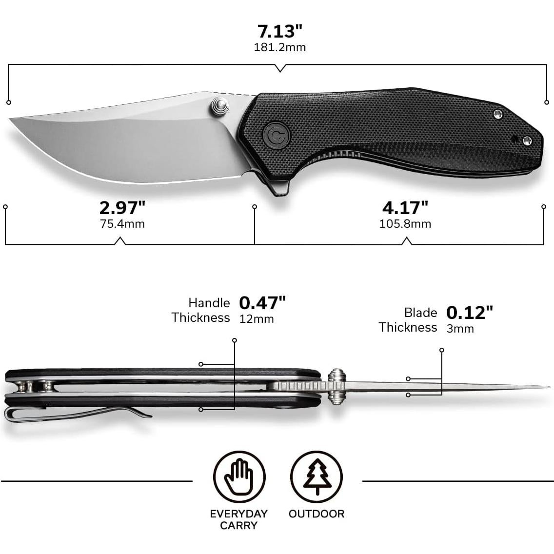 Cuchillo de Bolsillo CIVIVI ODD 22 EDC 7.54 cm Hoja G10