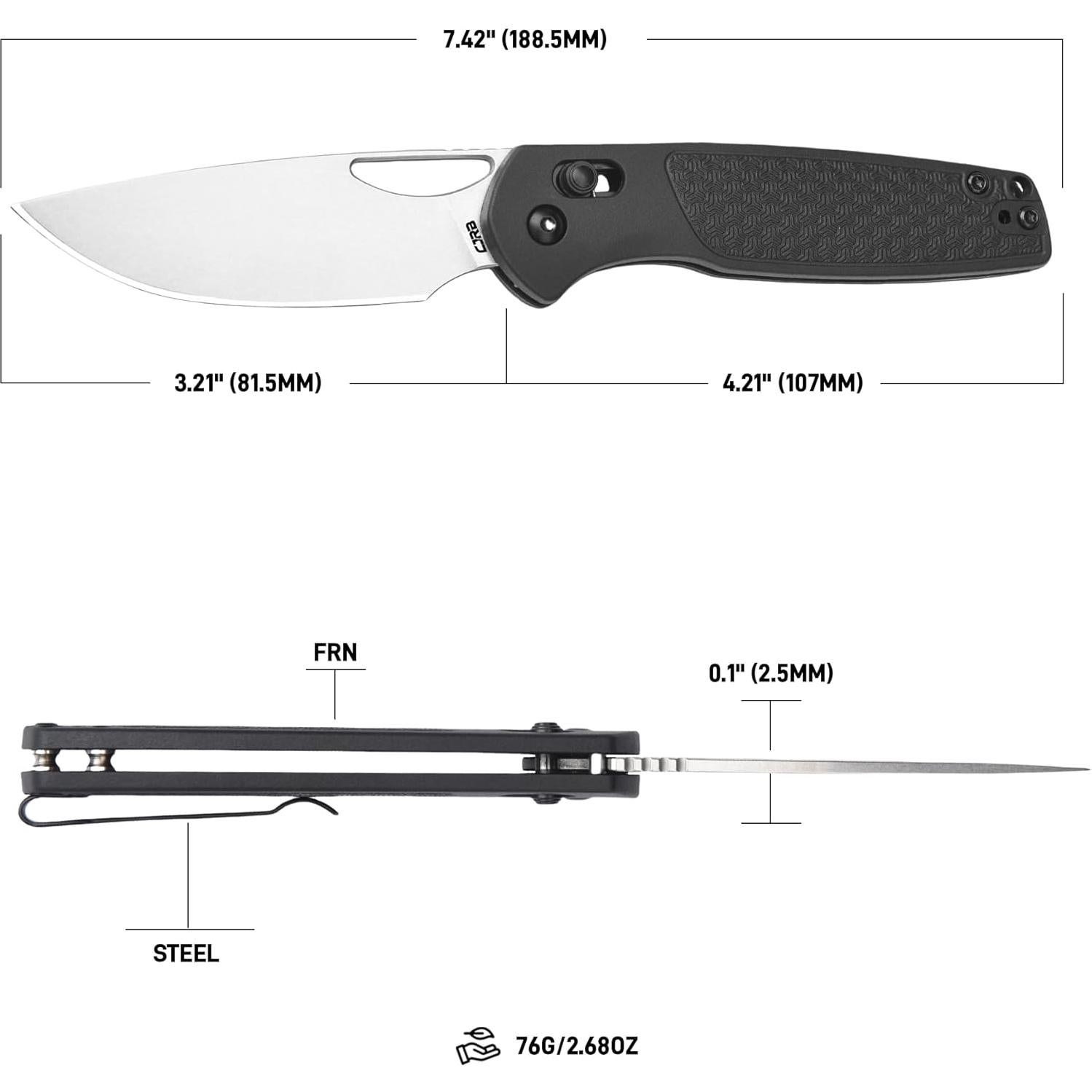 Cuchillo de Bolsillo CJRB J1952 Acacia 8.15 cm Negro EDC