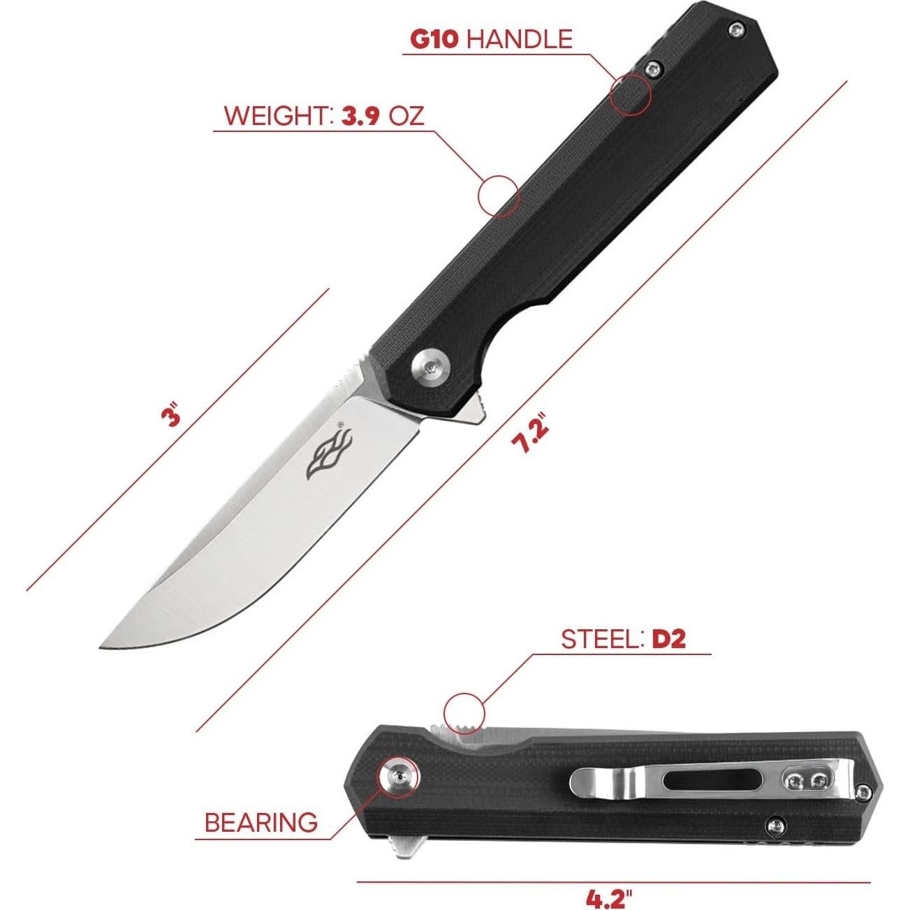 Cuchillo Plegable Firebird Ganzo FH11S-GB Acero D2 Mango G10 Verde