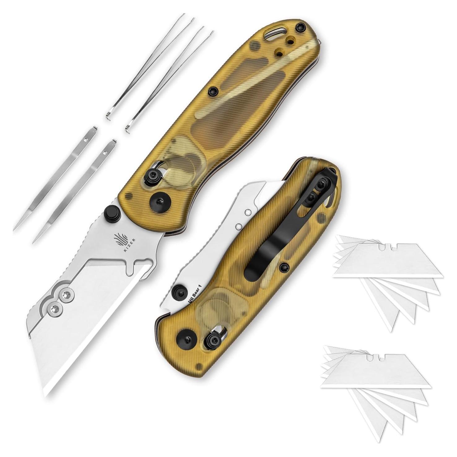 Cuchillo Utility Plegable Kizer Drop Bear Amarillo EDC