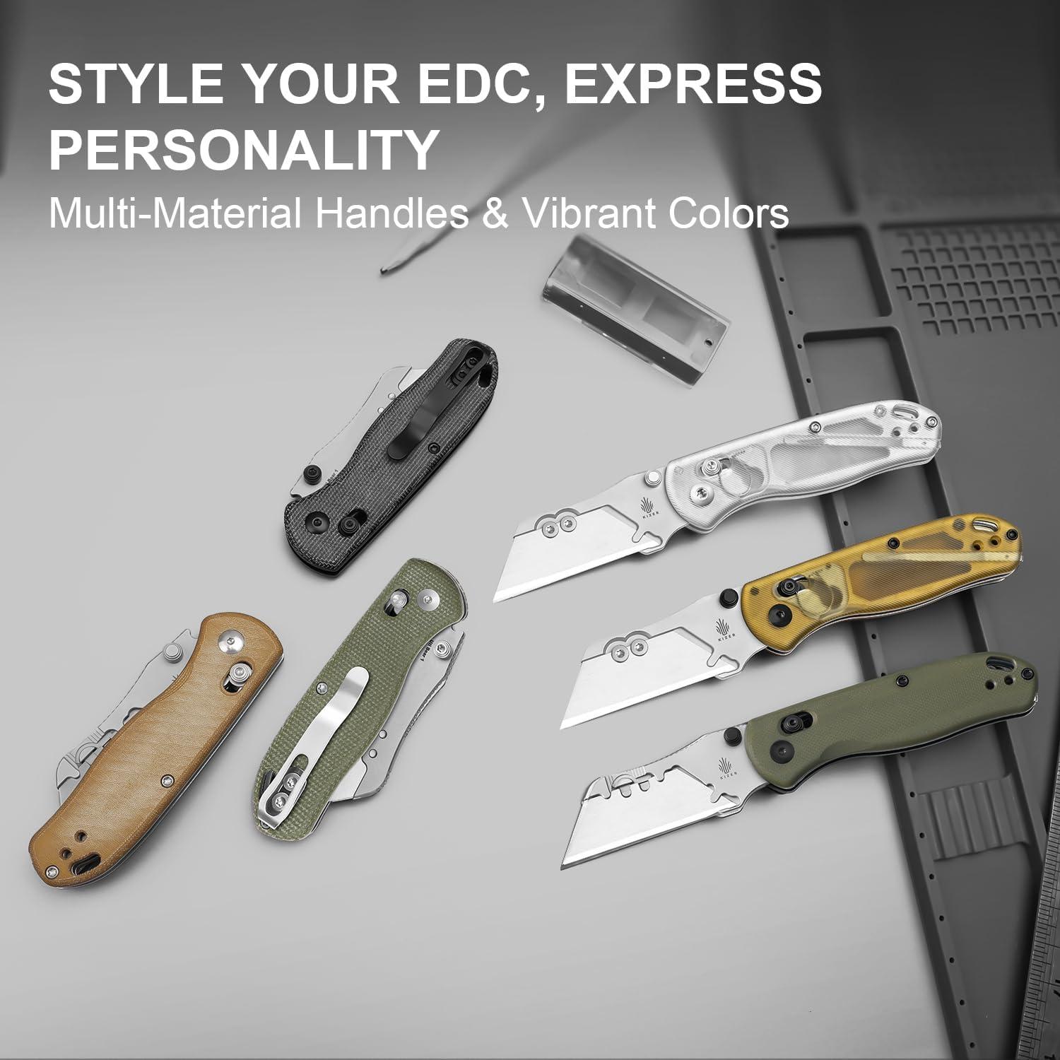 Cuchillo Utility Plegable Kizer Drop Bear Amarillo EDC