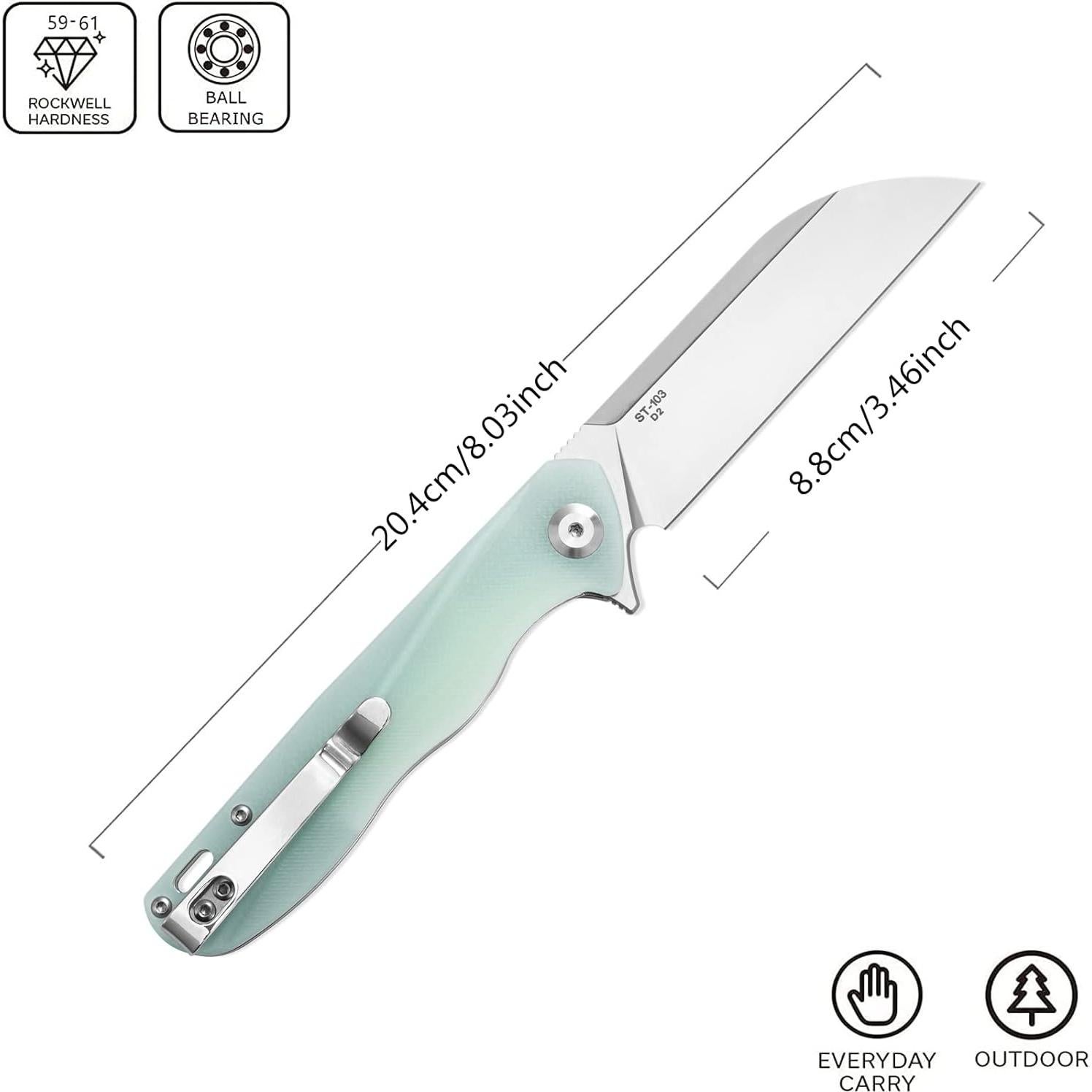 Cuchillo Plegable Sitivien ST103 D2 G10 20.4 cm Jade