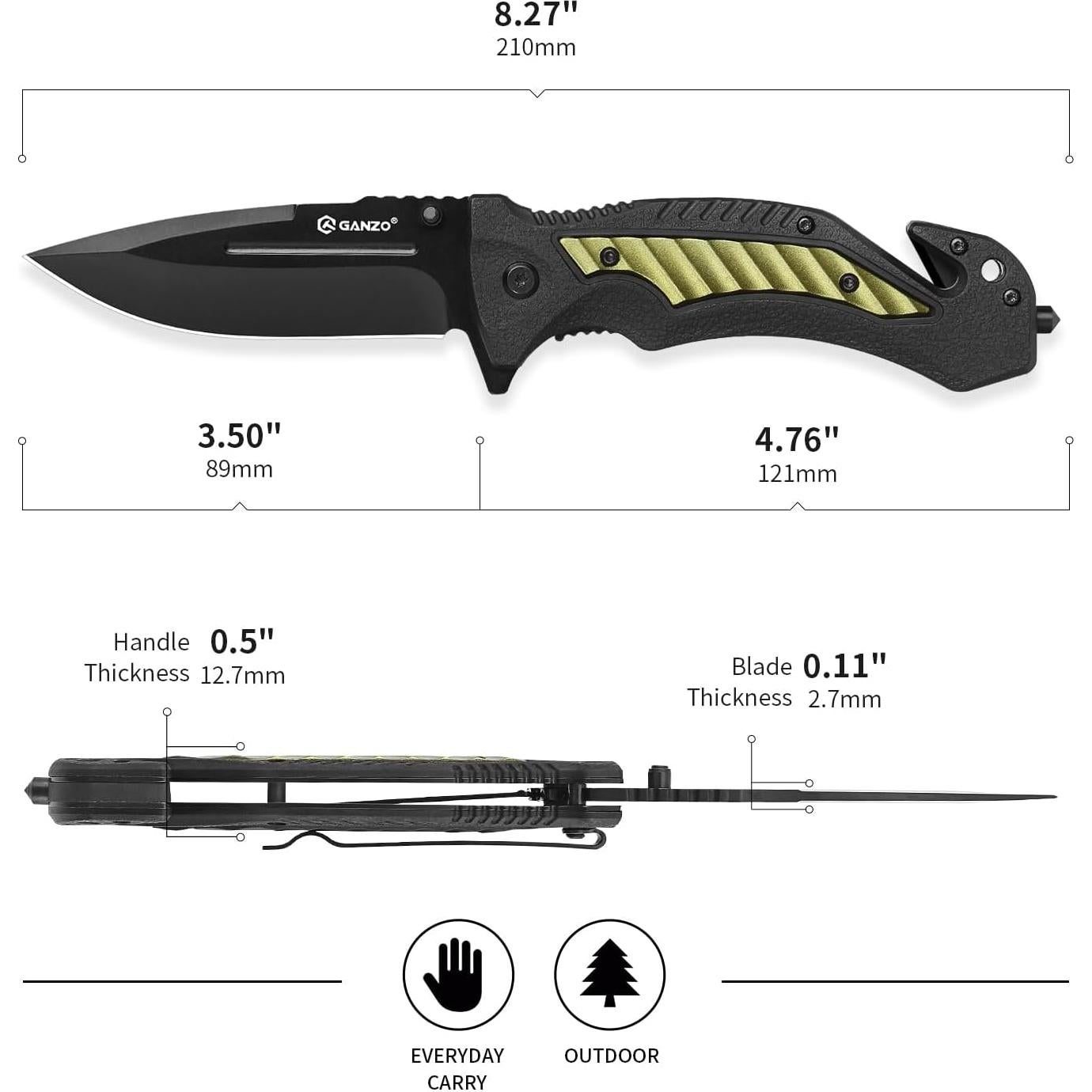 Cuchillo Plegable Firebird Ganzo G628-GR Verde EDC 21cm