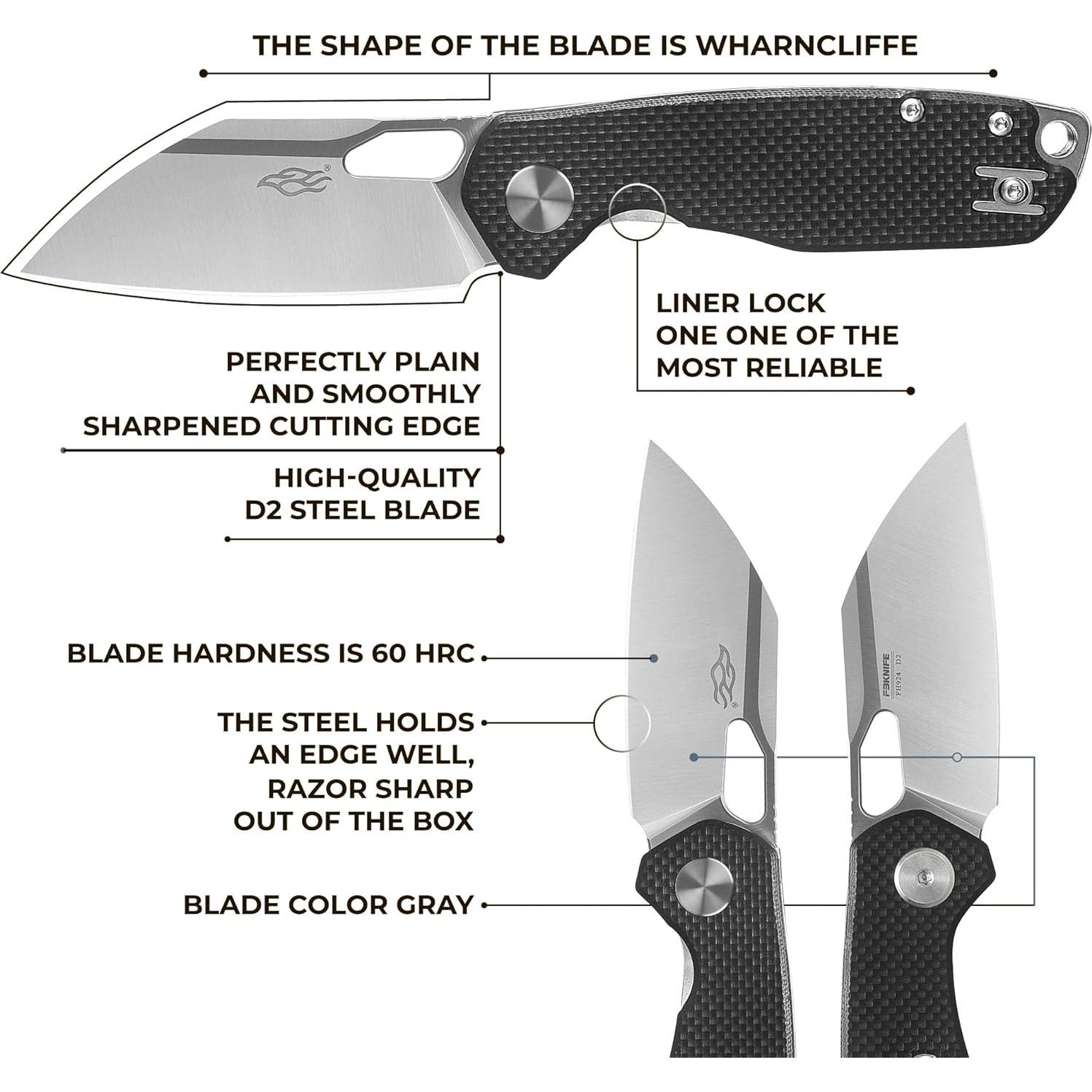 Cuchillo Plegable Firebird FH924-BK Acero D2 Mango G10 Negro