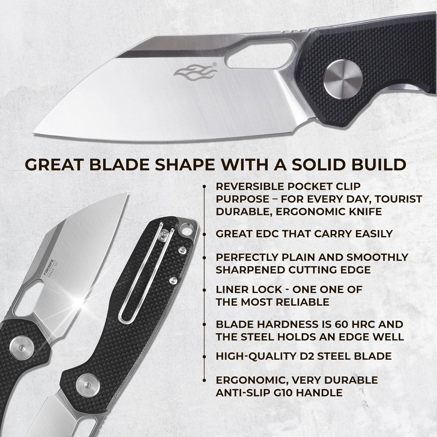 Cuchillo Plegable Firebird FH924-BK Acero D2 Mango G10 Negro