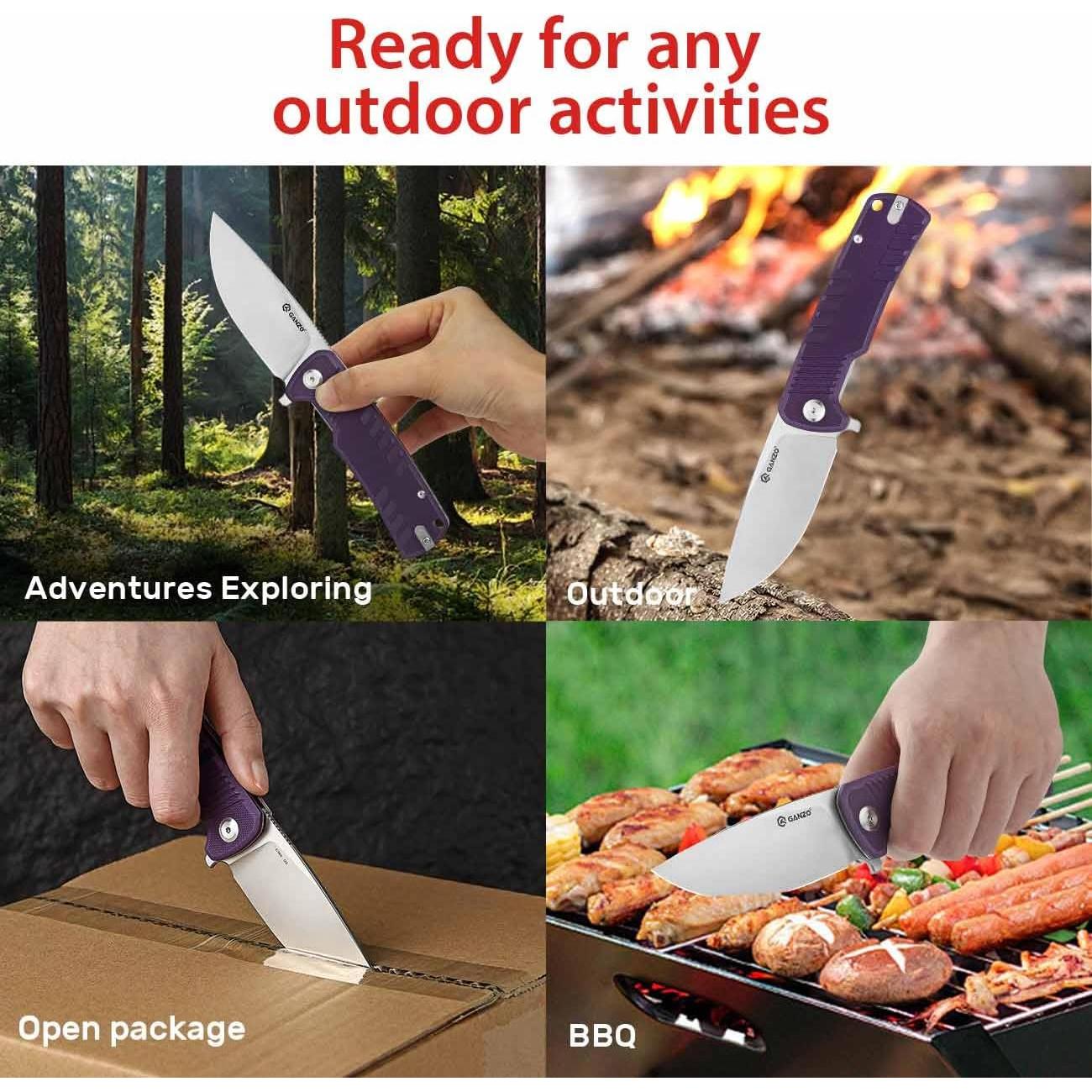 Cuchillo Plegable Ganzo G769-PL D2 Mango G10 20.3cm Púrpura