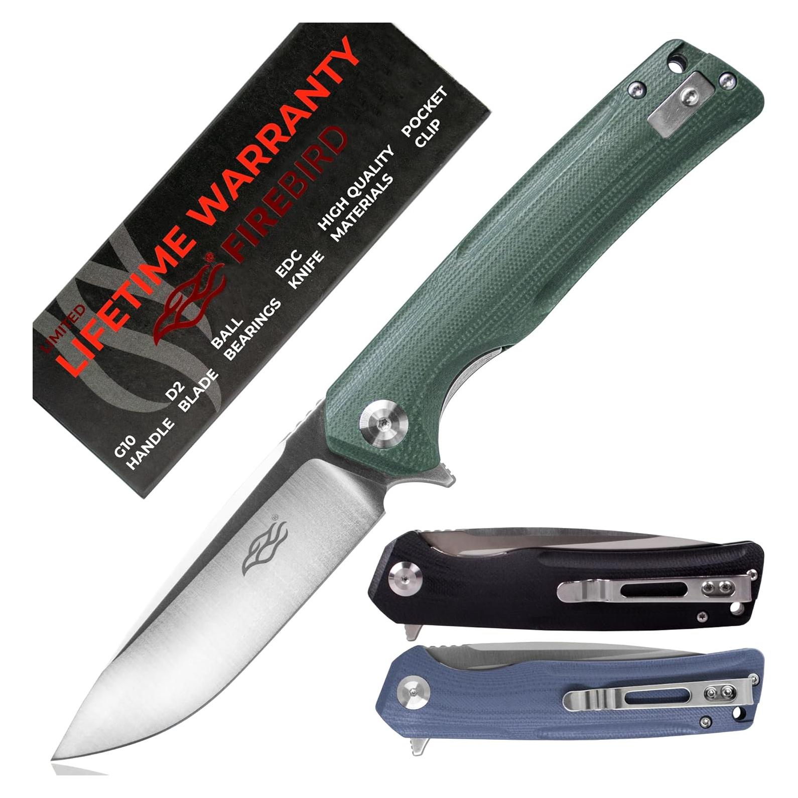 Cuchillo Plegable Firebird Ganzo FH91-GB Acero D2 Mango G10 Verde