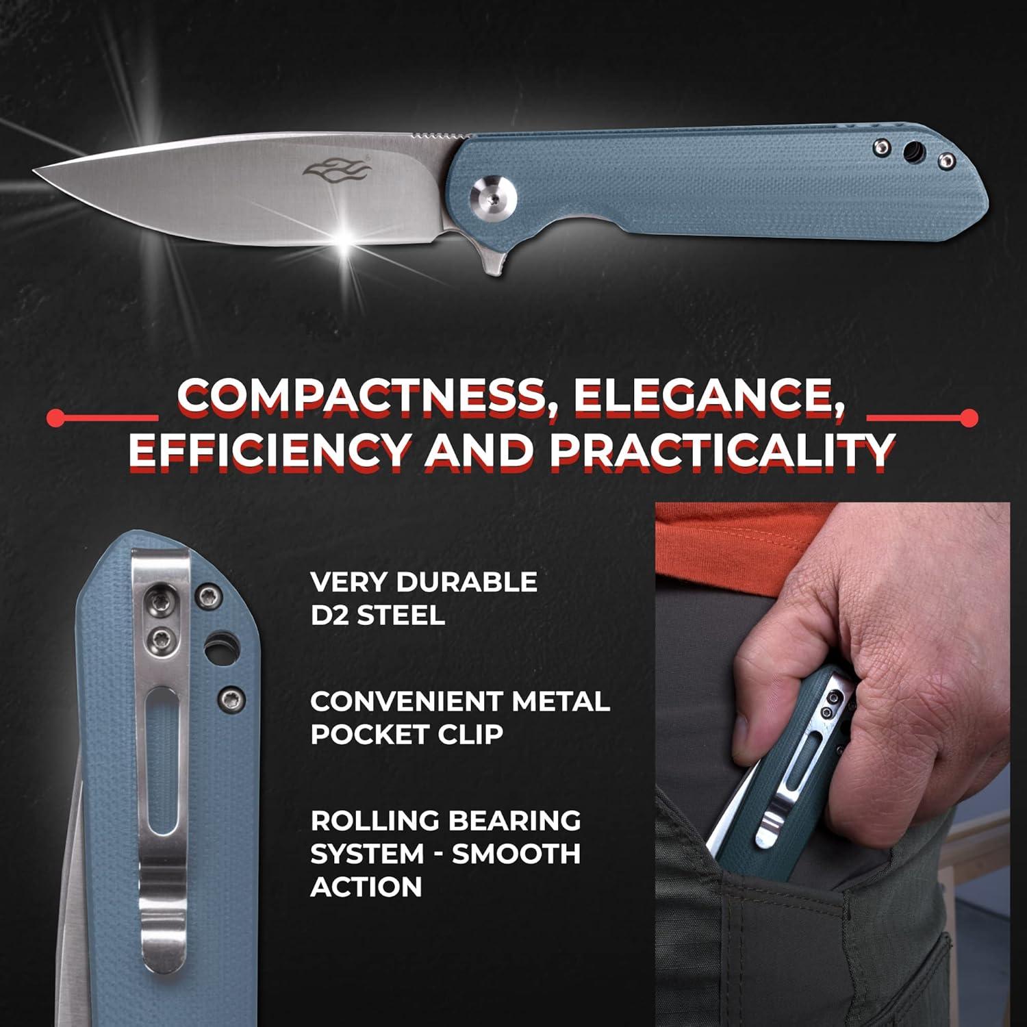 Cuchillo Plegable Ganzo FH41 Gris Acero D2 Mango G10 20.2cm