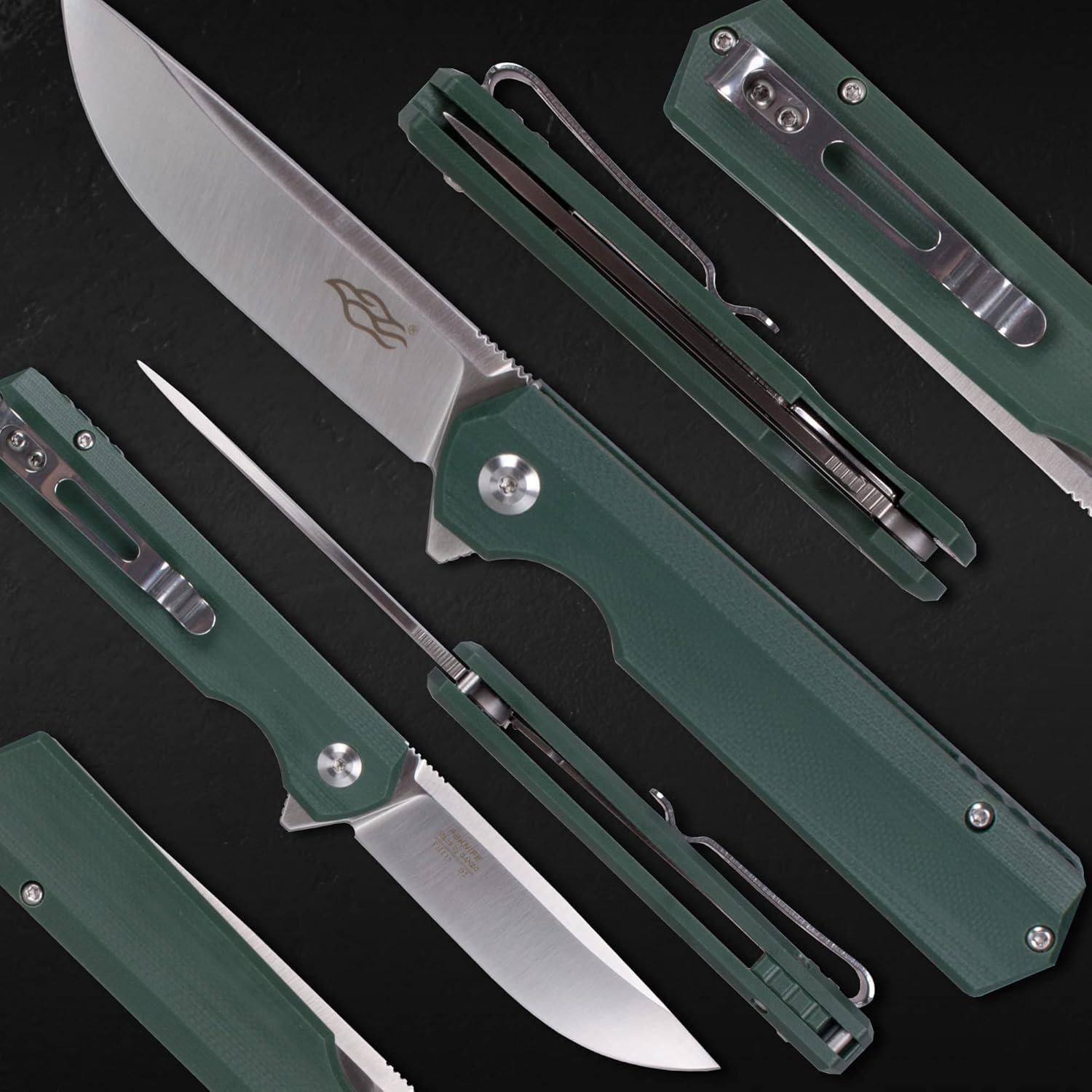 Cuchillo Plegable Firebird Ganzo FH11 Verde Acero D2 Mango G10