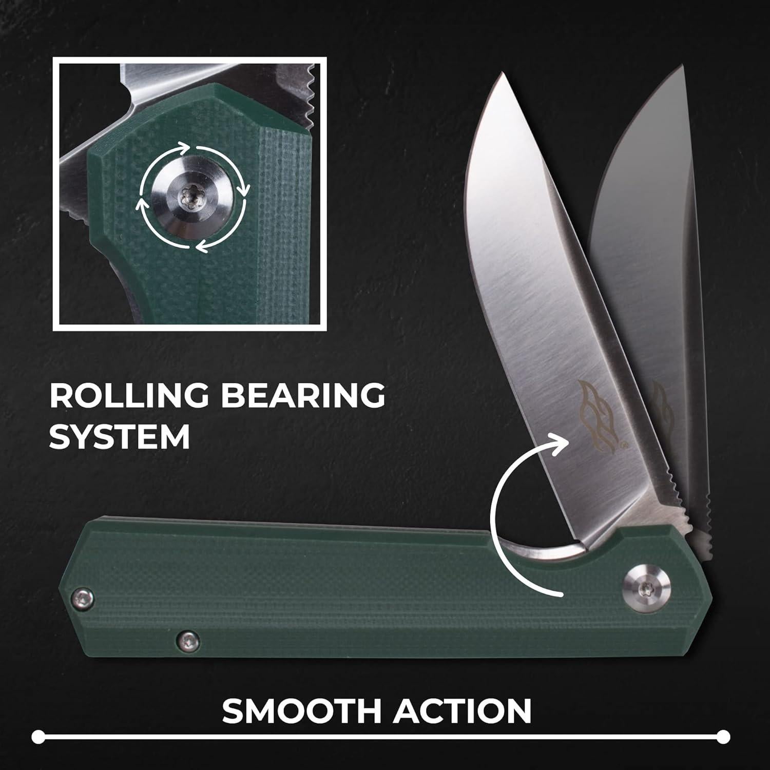 Cuchillo Plegable Firebird Ganzo FH11 Verde Acero D2 Mango G10