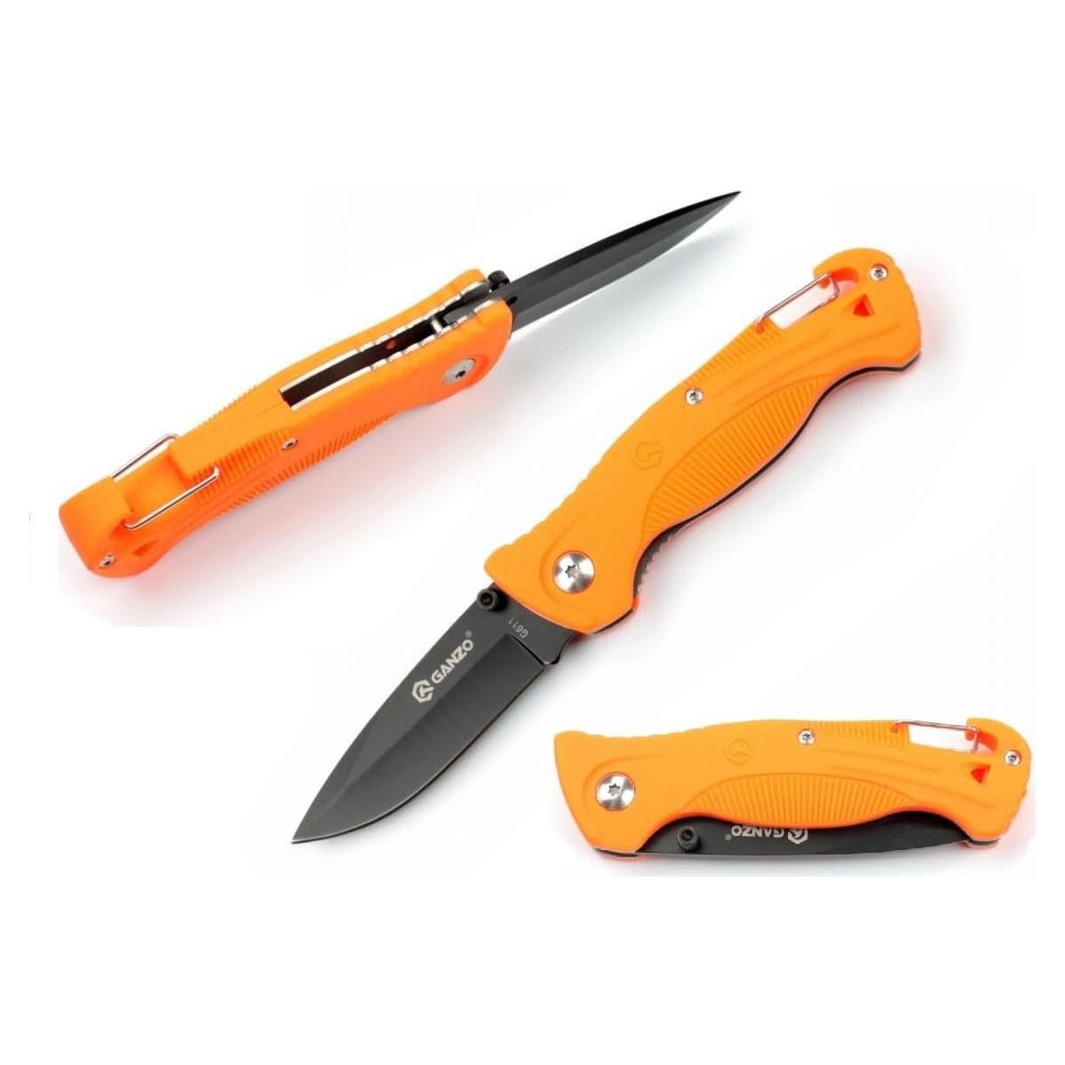 Cuchillo Plegable Ganzo G611-OR con Silbato y Mosquetón 19 cm