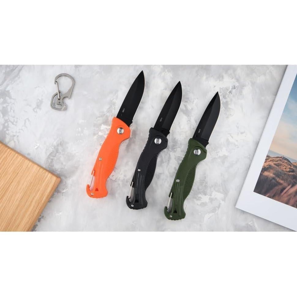 Cuchillo Plegable Ganzo G611-OR con Silbato y Mosquetón 19 cm