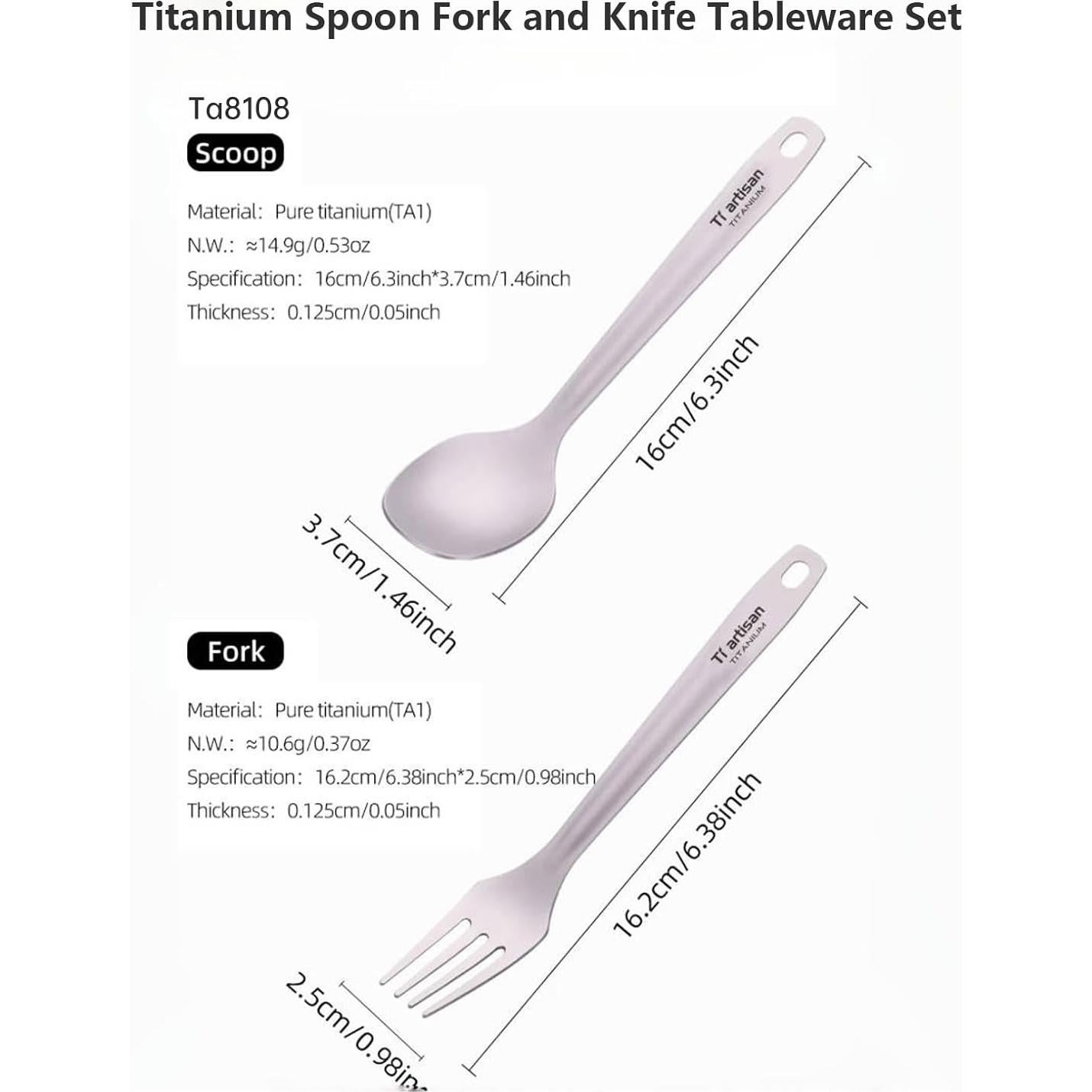 Set de Cubiertos de Titanio Ti Artisan 4 Piezas Camping