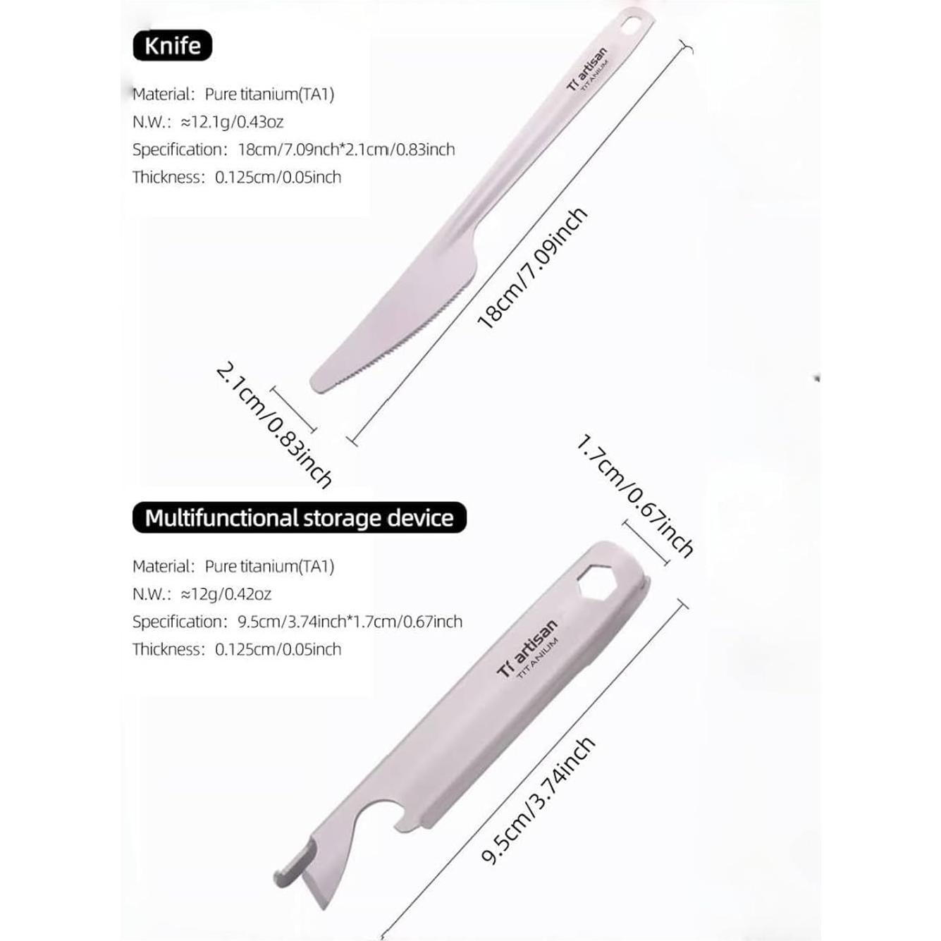 Set de Cubiertos de Titanio Ti Artisan 4 Piezas Camping