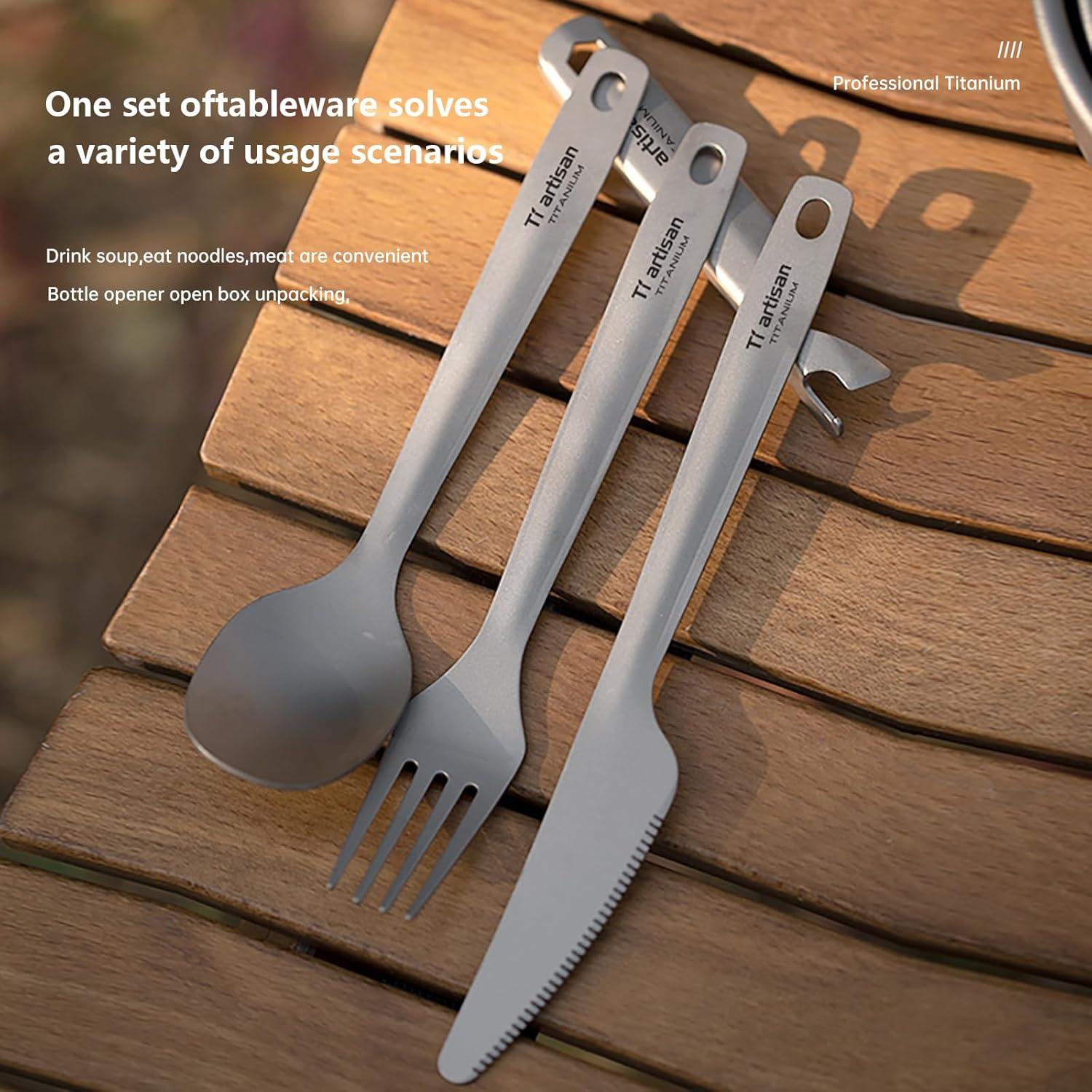 Set de Cubiertos de Titanio Ti Artisan 4 Piezas Camping