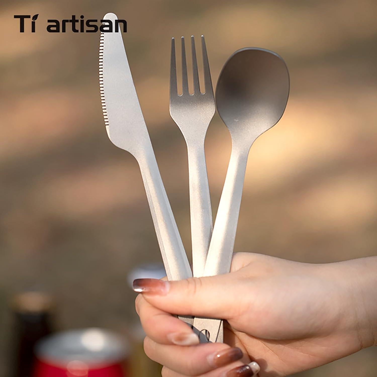 Set de Cubiertos de Titanio Ti Artisan 4 Piezas Camping