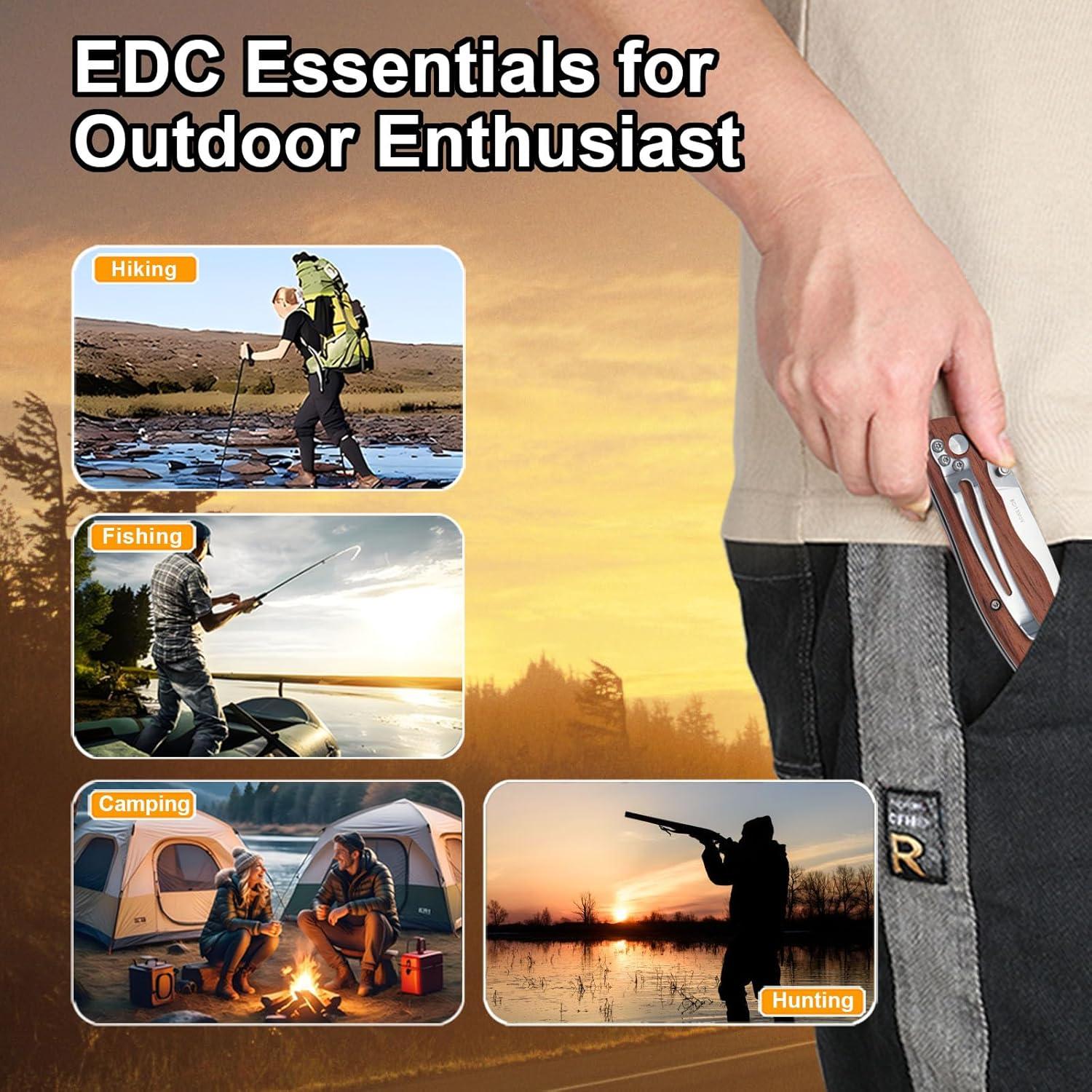 Cuchillo de bolsillo Vickay con mango de madera de rosa 9.5 cm