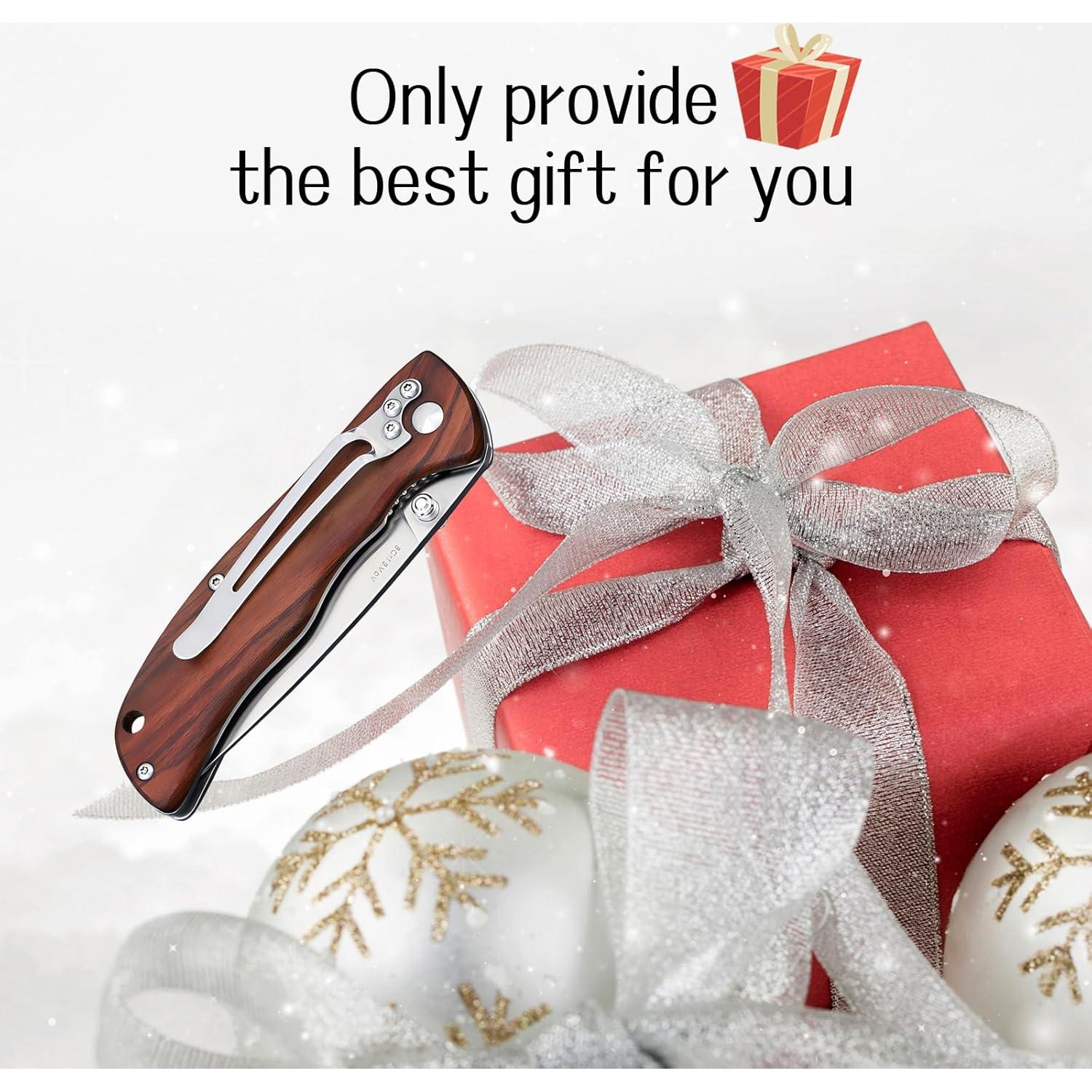 Cuchillo de bolsillo Vickay con mango de madera de rosa 9.5 cm