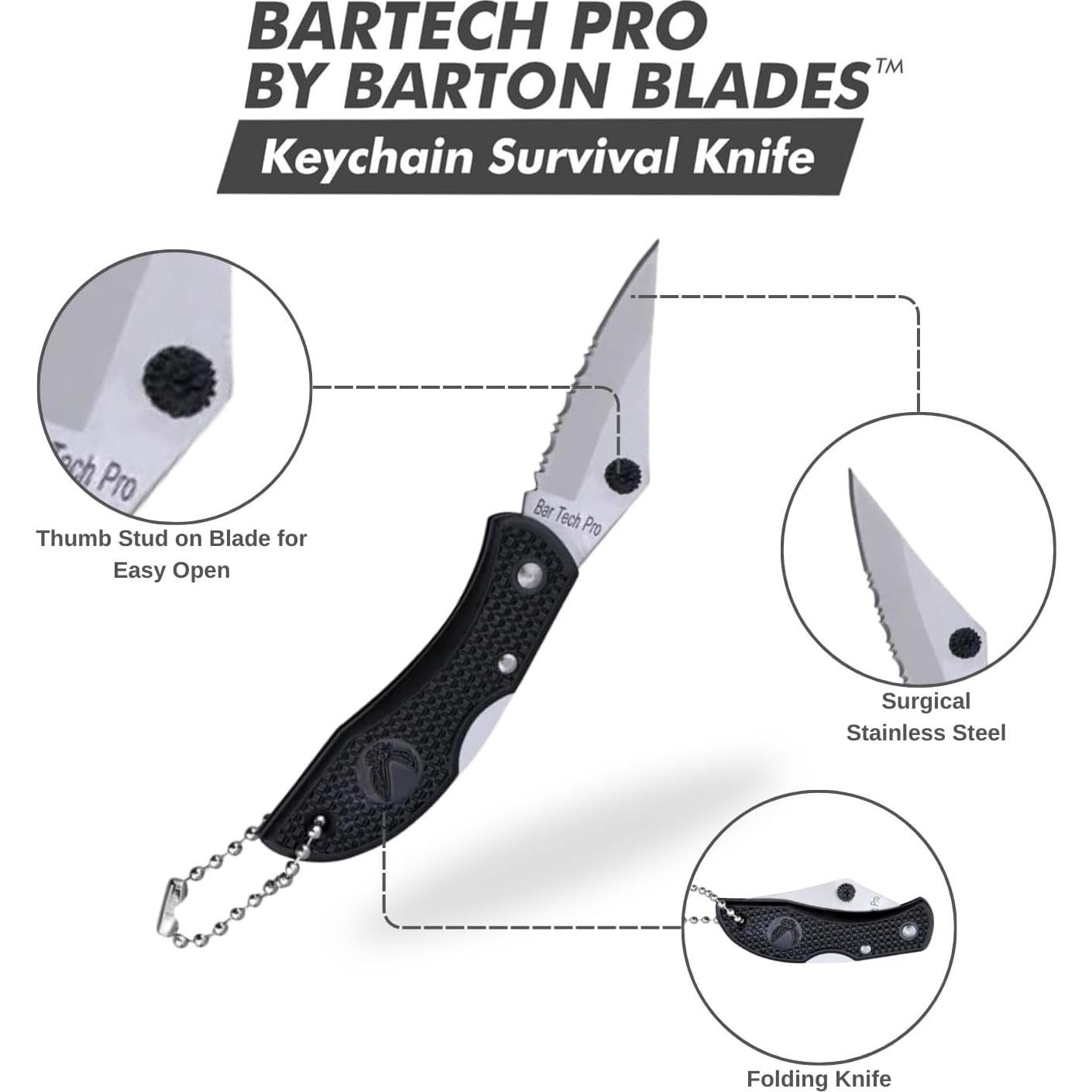 Cuchillo de Llavero BarTech Pro Acero Inoxidable 4.76 cm