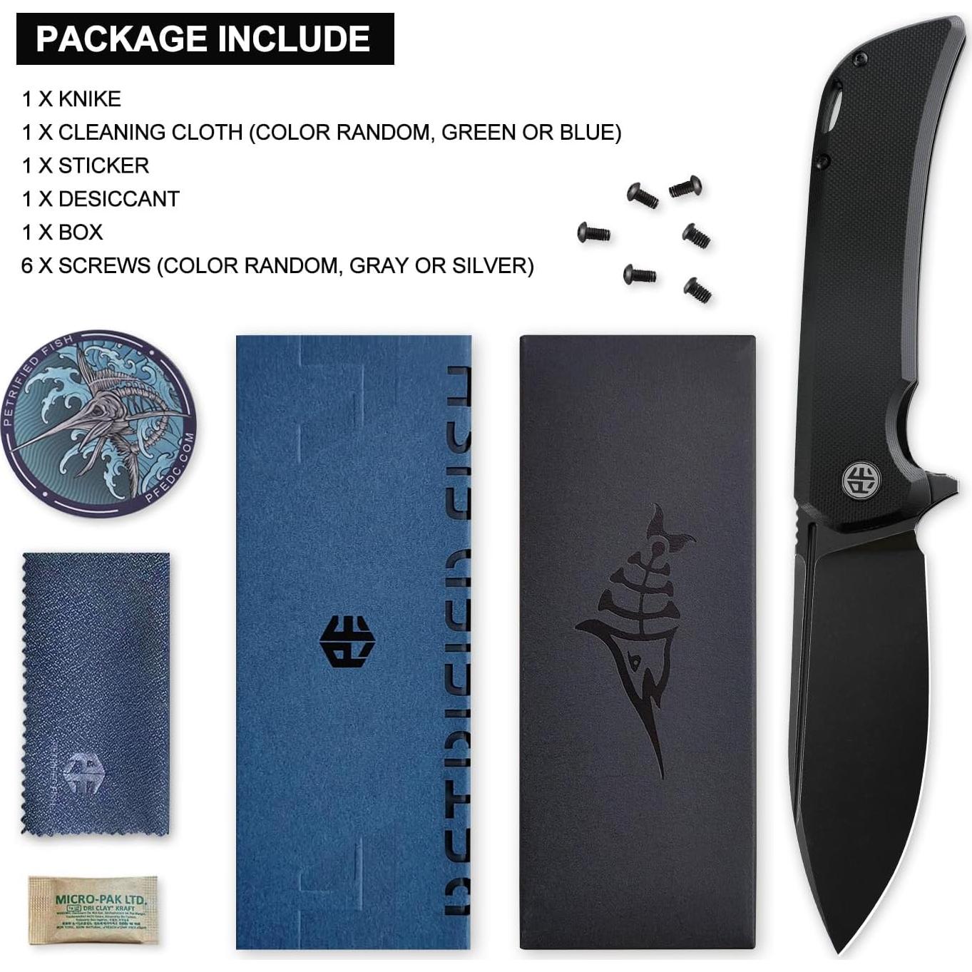 Cuchillo Plegable Pescado Petrificado PFB05 9.8 cm Acero G10