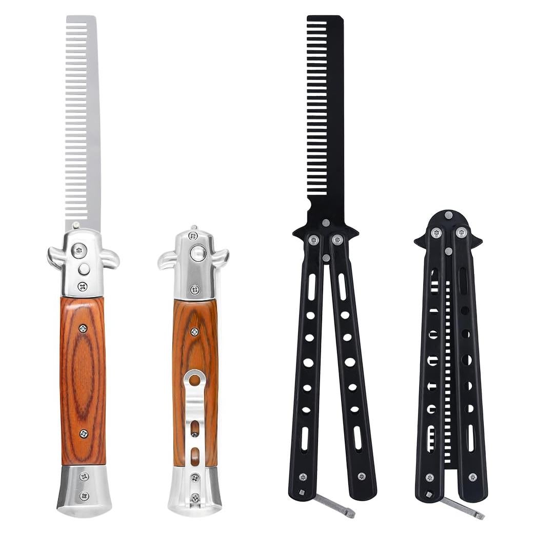 Peines Automáticos Plegables Canumer - Acero Inoxidable, 2 Piezas