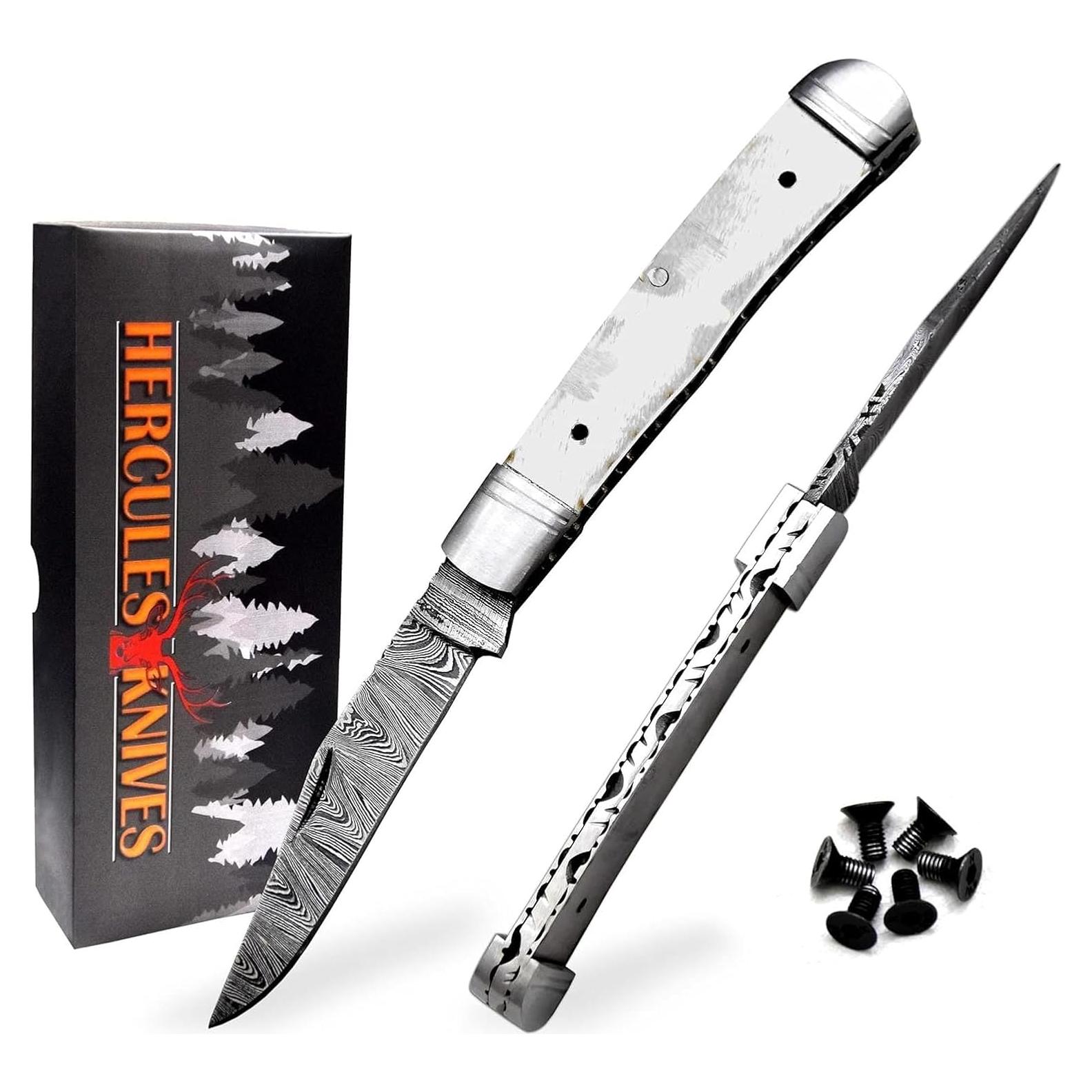 Cuchillo Plegable Damasco Hercules 19.05 cm para Camping