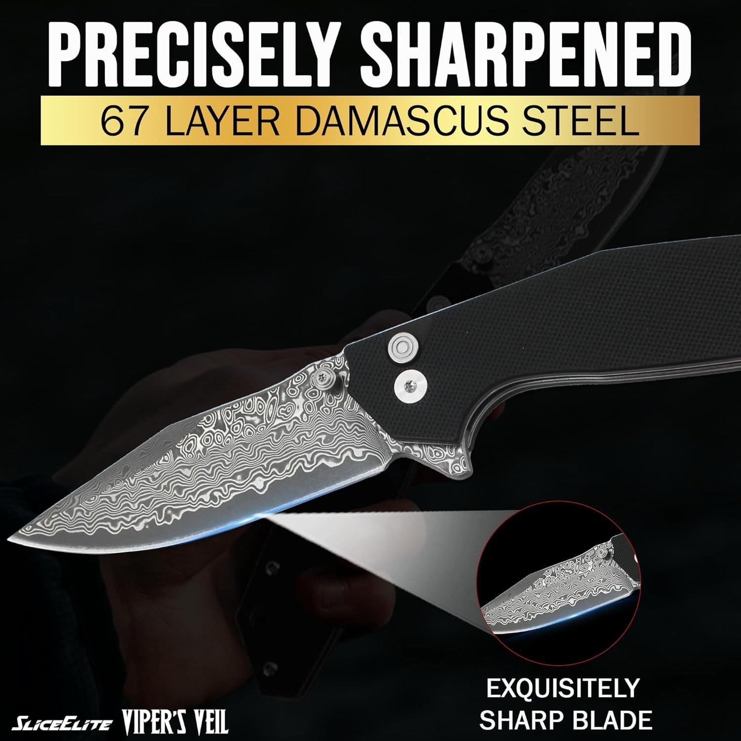 Cuchillo Plegable SliceElite Viper's Veil 8.4cm Damasco