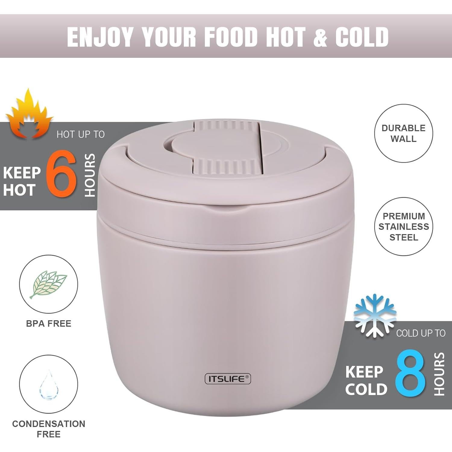Termo de Sopa Itslife 0.95L Acero Inoxidable Aislado al Vacío