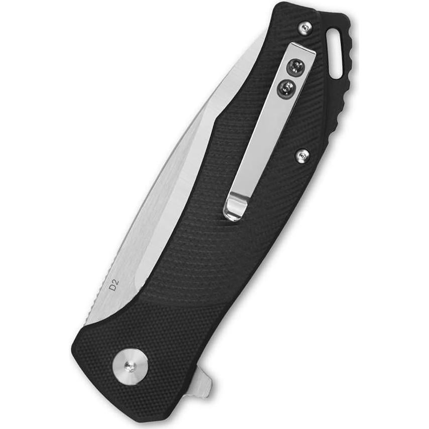 Cuchillo Plegable QSP Raven 3.375" Hoja D2 Mango G10 Negro