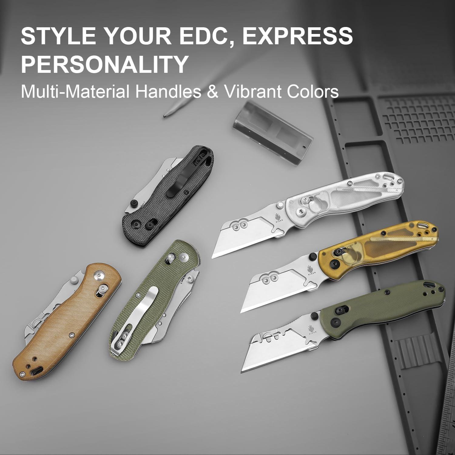 Cuchillo Utility Plegable Kizer Drop Bear G10 Verde 17cm