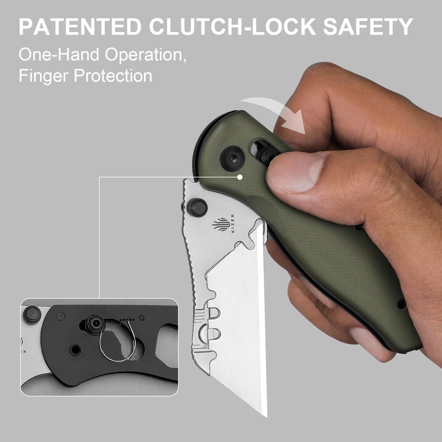 Cuchillo Utility Plegable Kizer Drop Bear G10 Verde 17cm